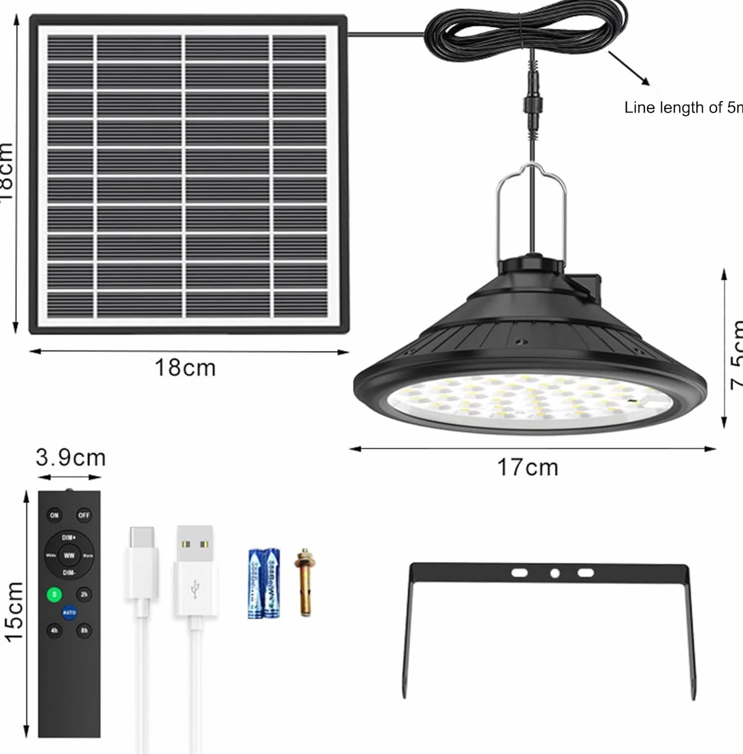 Lixada Lampes solaires extérieur IP66 étanches télécommande 3 températures 4 modes LED suspendues
