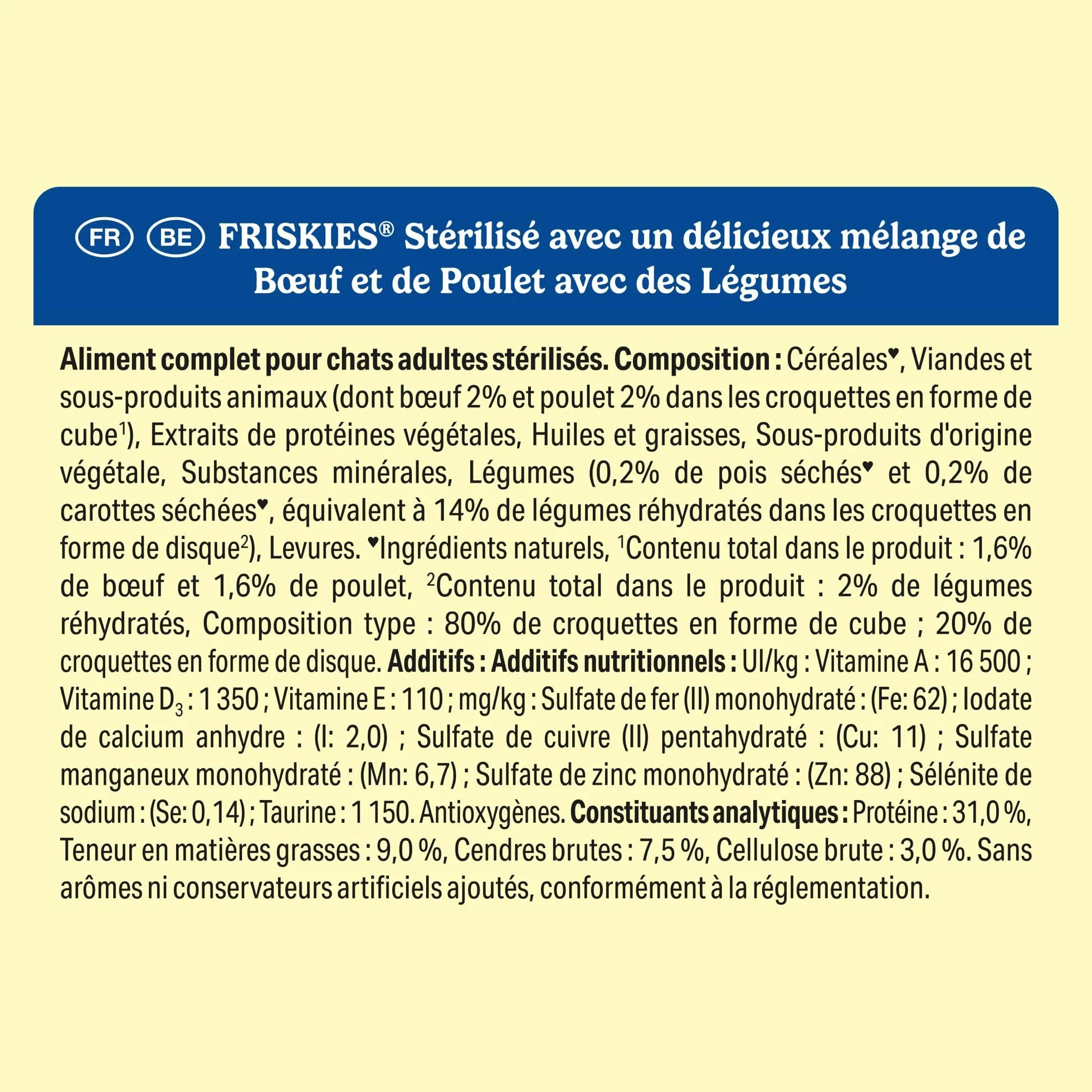 FRISKIES Chat Croquettes complètes pour Chats Adultes stérilisés Au Boeuf, Poulet et Légumes 3 KG