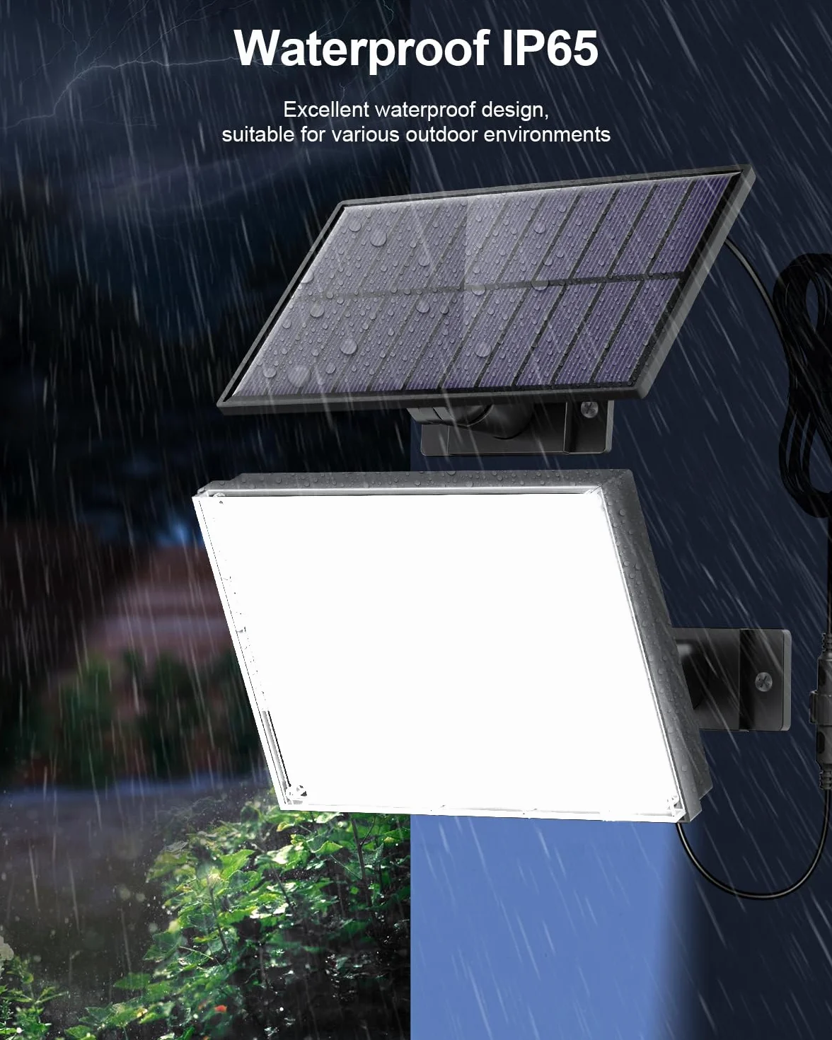 SIGRILL Lampe Solaire Extérieur 172 LED 3 Modes Détecteur de Mouvement IP65 Eclairage Exterieur Câble 5M Jardin Garage