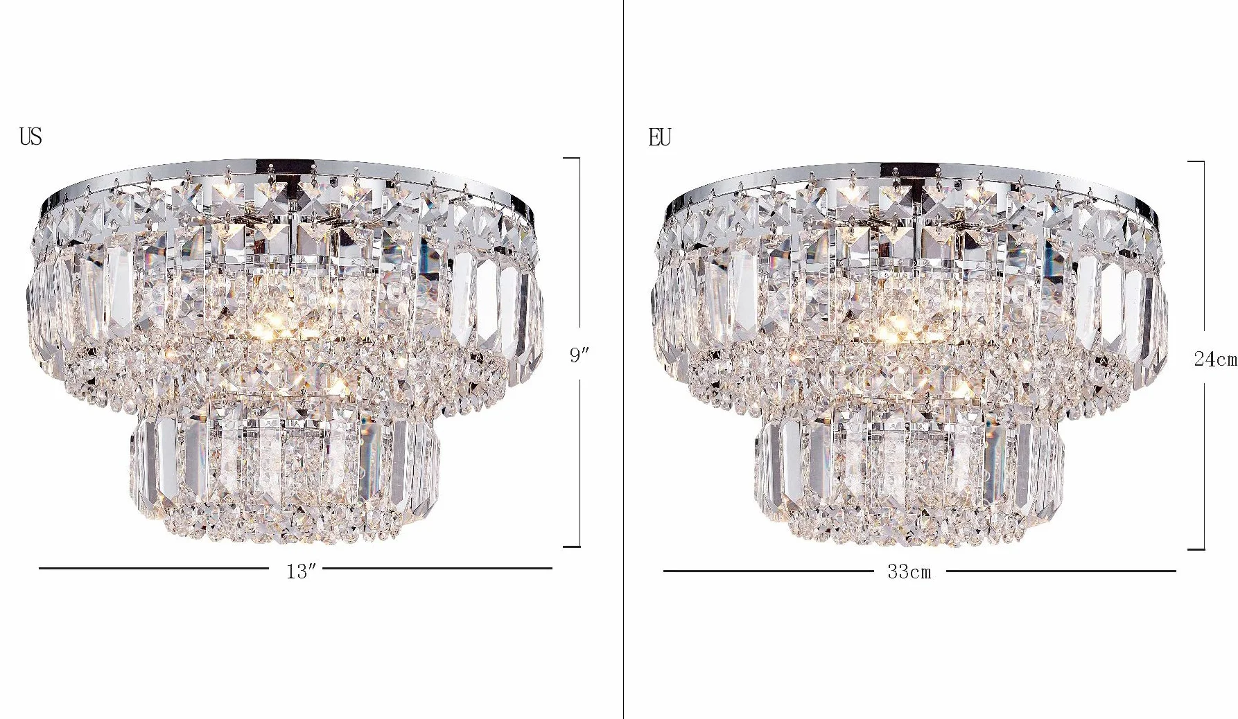 Bestier Moderne Chrome Cristal Plafonnier Éclairage Lustre Éclairage LED Plafonnier Lampe Pour Salle À Manger Salle De Bains Chambre À Coucher Salon 4 G9 Ampoules Diamètre Requis 33 cm x Hauteur 24 cm