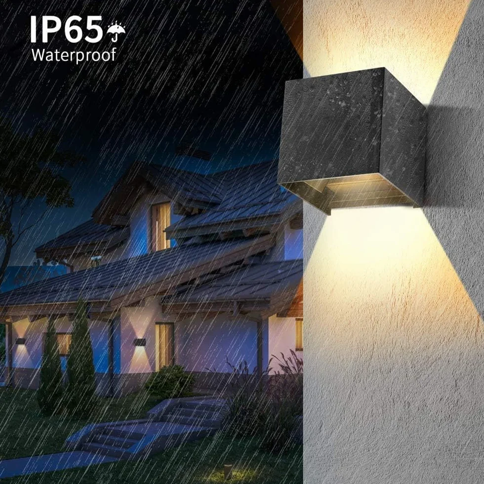 Ledmo 12W 3000K IP65 Applique Murale Intérieur Extérieur Noir Angle Réglable