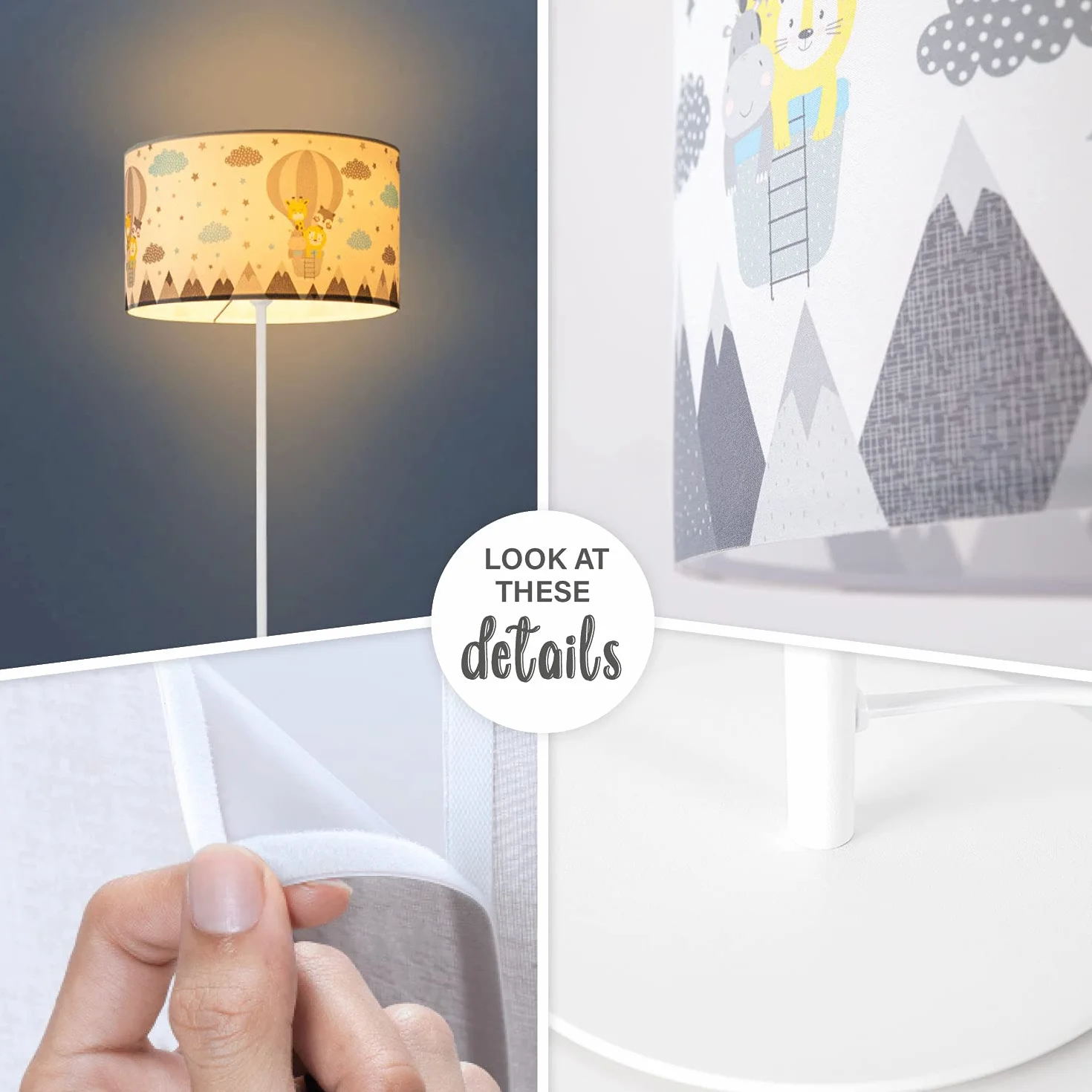 Paco Home Lampadaire Chambre Enfant Tissu Abat-Jour Voitures Police Pompiers E27