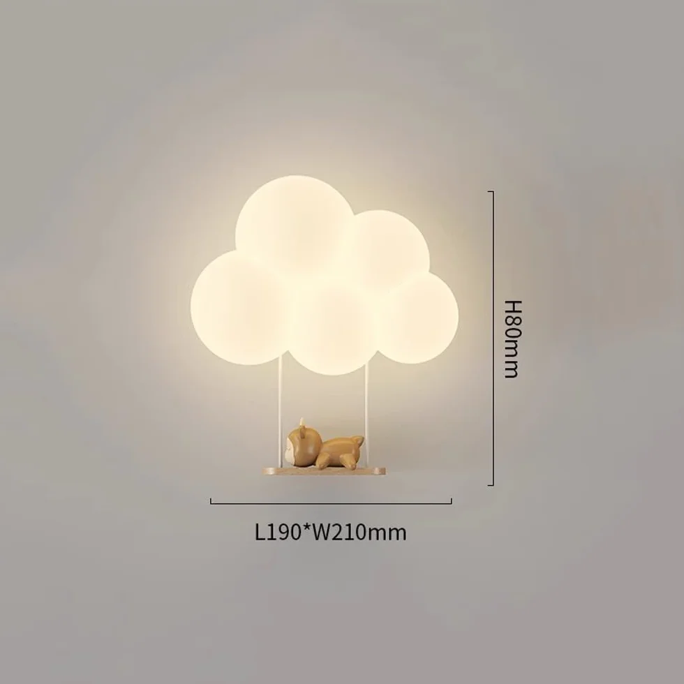Appliques murales LED nuage enfant chambre fille abat-jour lait blanc intensité variable