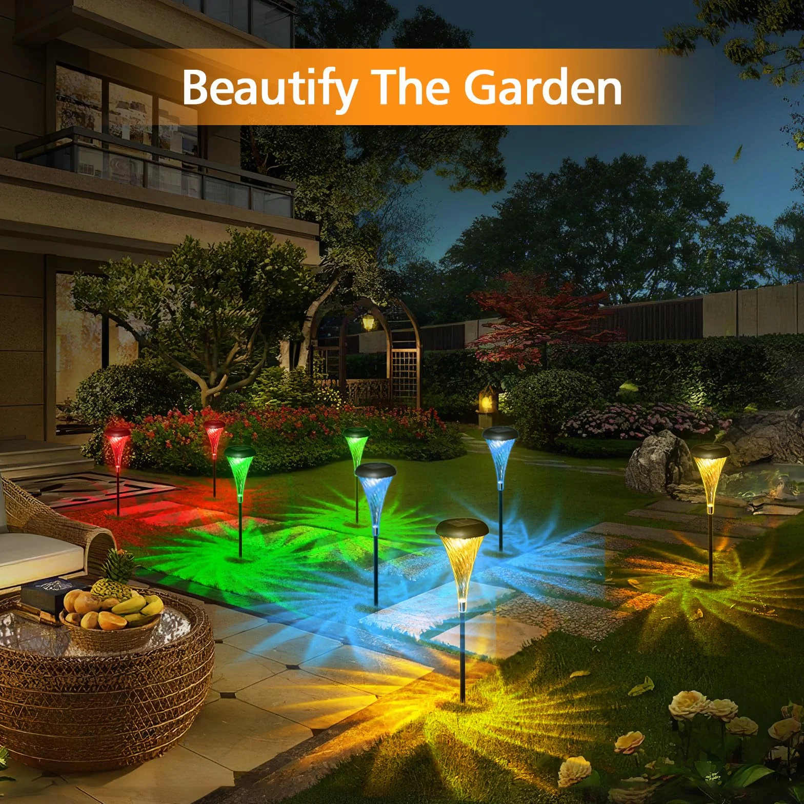 Joltix Lampe Solaire Extérieur Jardin 4 Pack LED Colorée Blanche Chaude Étanche Allée Patio