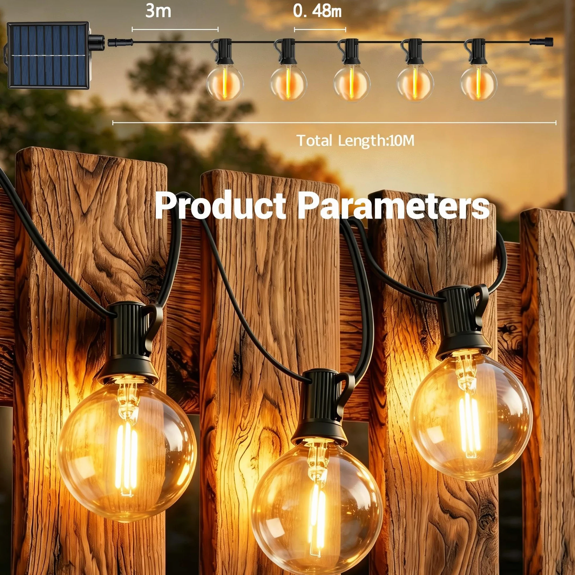 Guirlande Lumineuse LED Solaire Exterieure 10M IP44 avec Télécommande