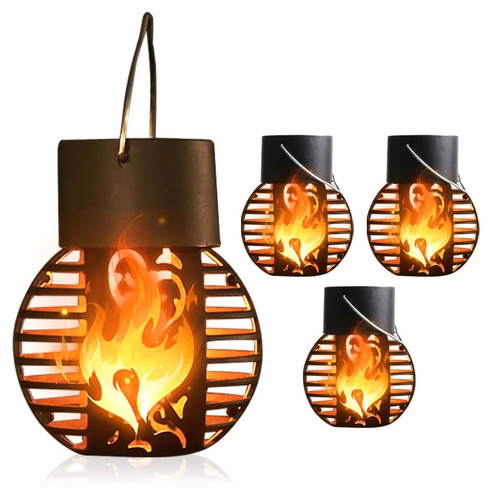 Lanterne Solaire Extérieure LED Flamme Solaire Flamme Lumières Jardin (4pcs)