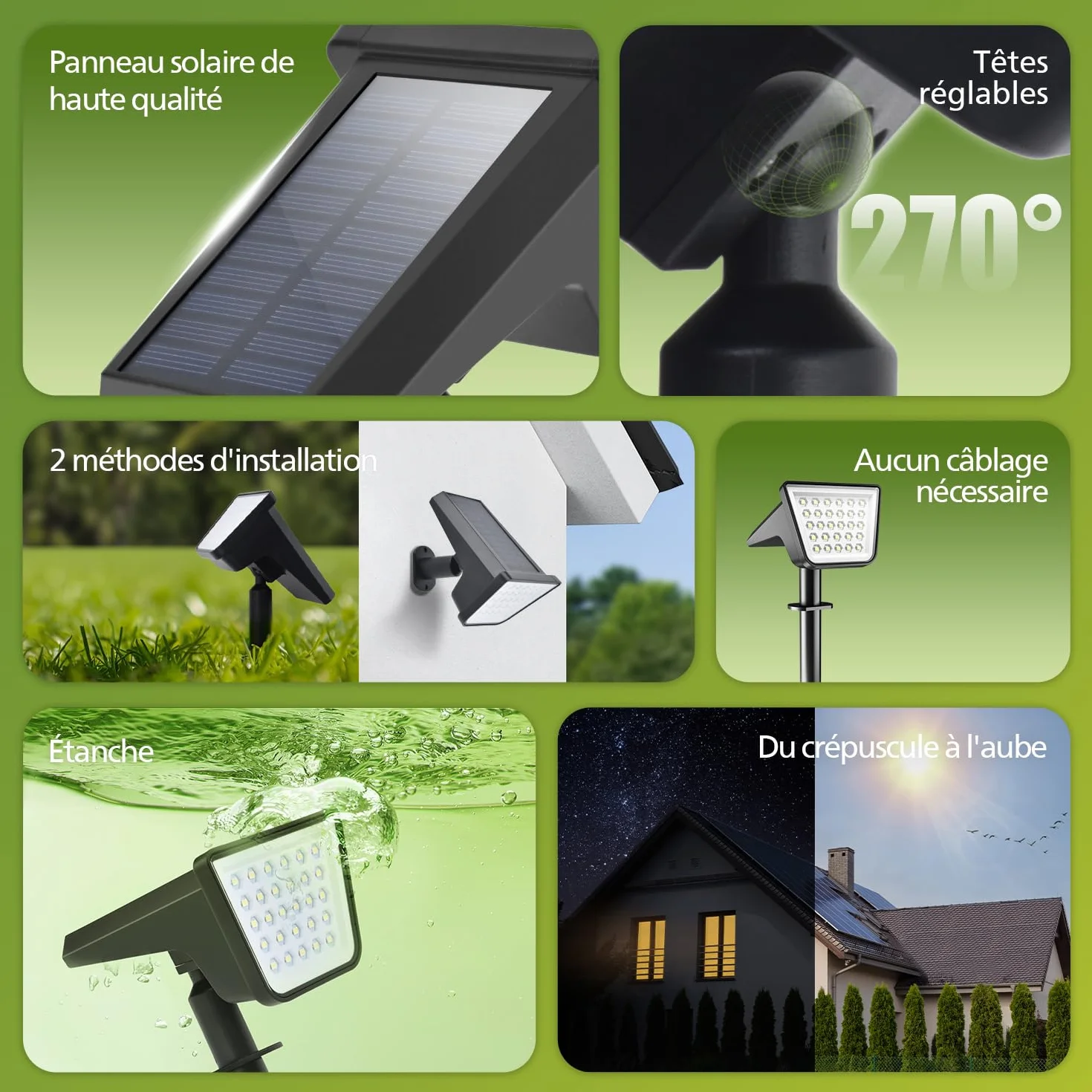 Philips Lot de 4 Projecteurs Solaires d'Extérieur 28 LED 7500K Étanches