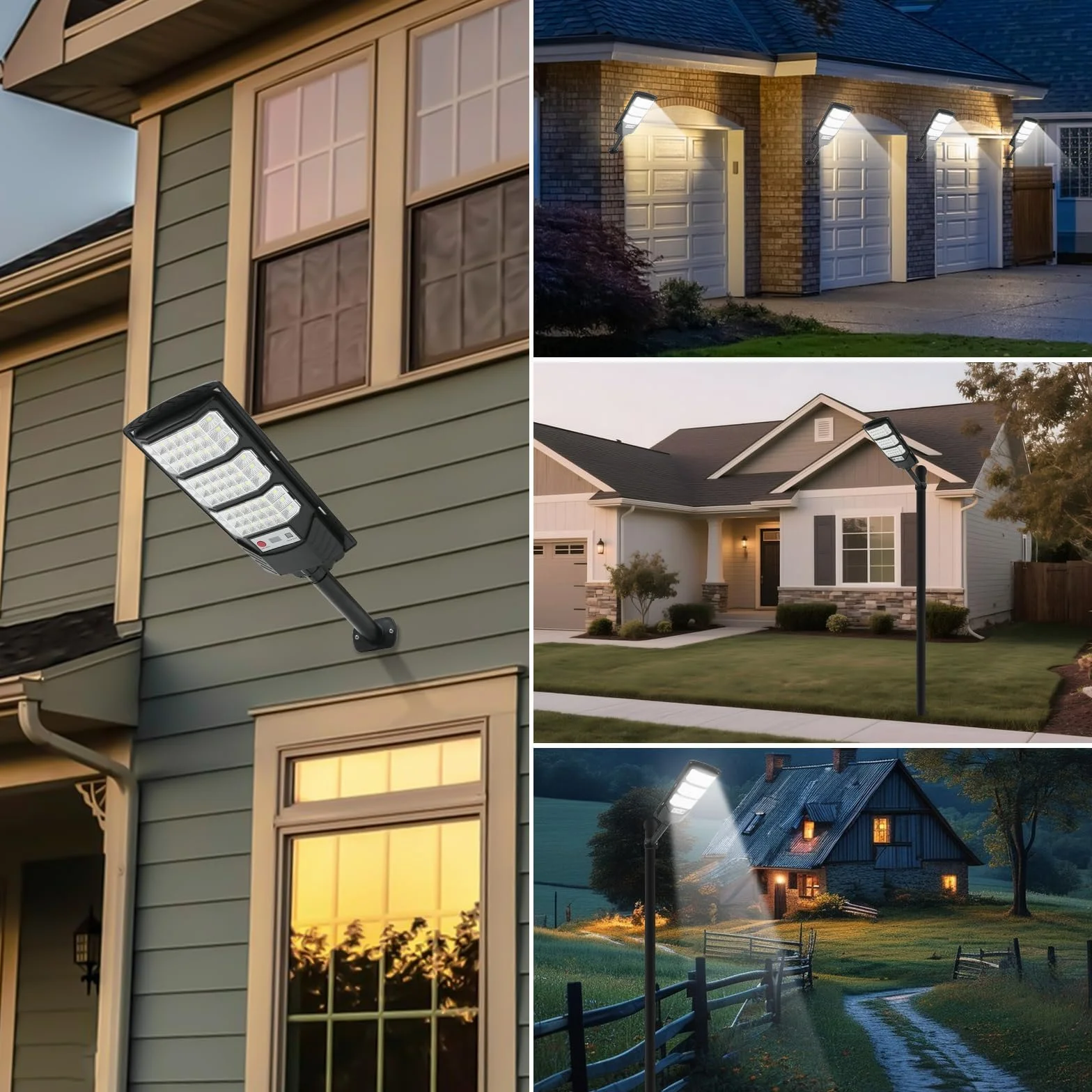 Lampadaire Solaire Extérieur 500W Projecteur LED avec Détecteur de Mouvement 6500K 2 Pièces