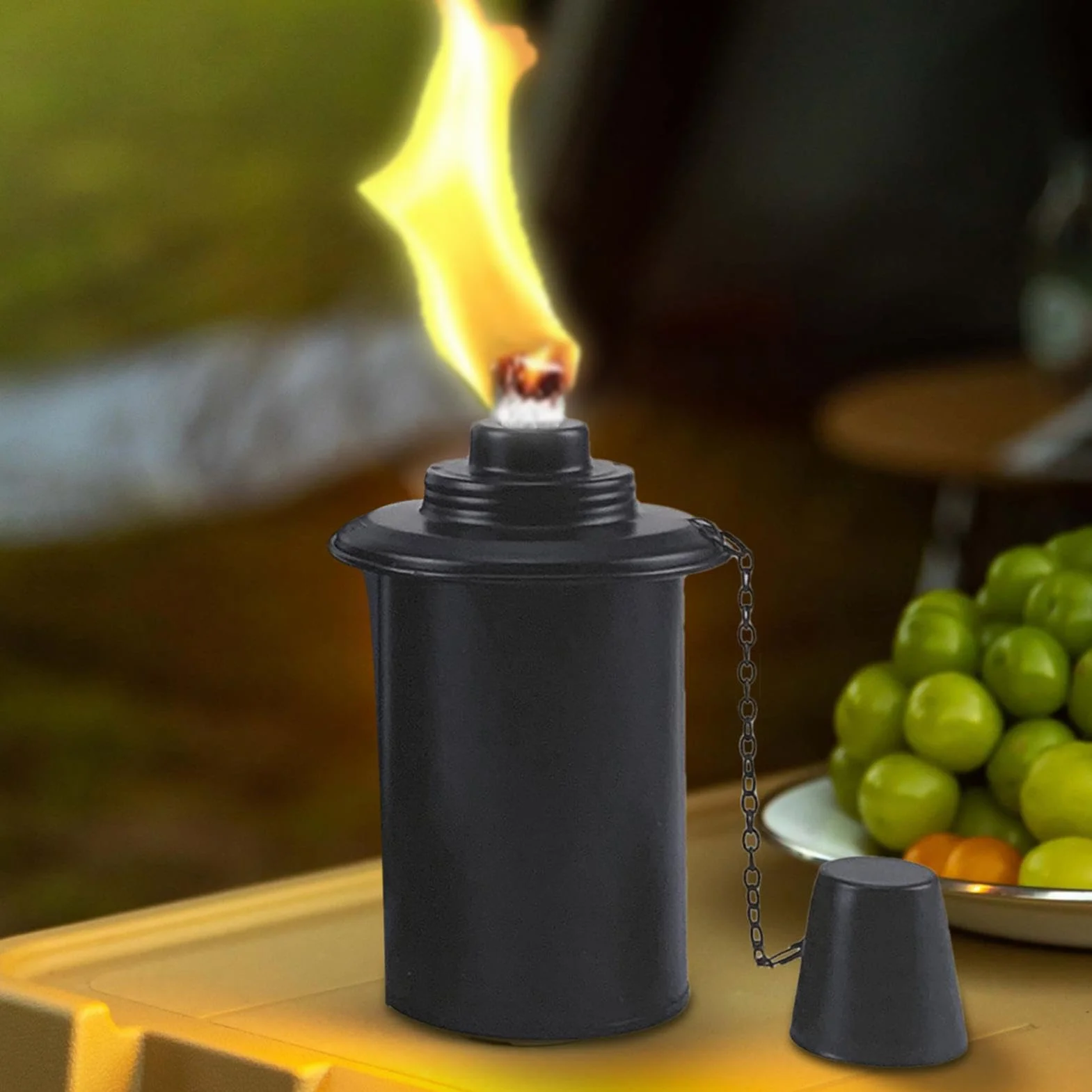 Lot de 4 Cartouches de Torche Rechargeables avec Couvercle en Métal, Torche à la Citronnelle pour Jardin