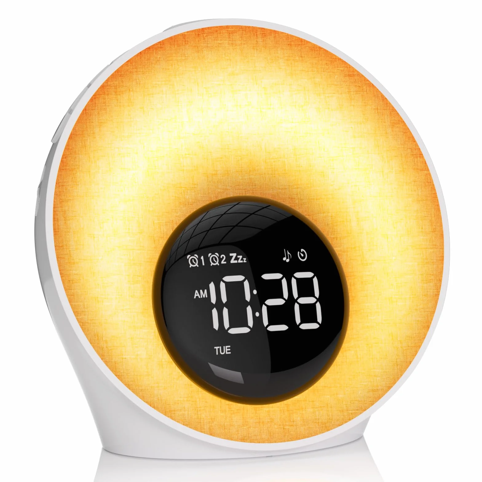Réveil Lumineux Simulateur d'Aube avec 7 Sonneries, 30 Sons Naturels, 20 Niveaux de Luminosité, 13 Couleurs pour Enfant/Adulte
