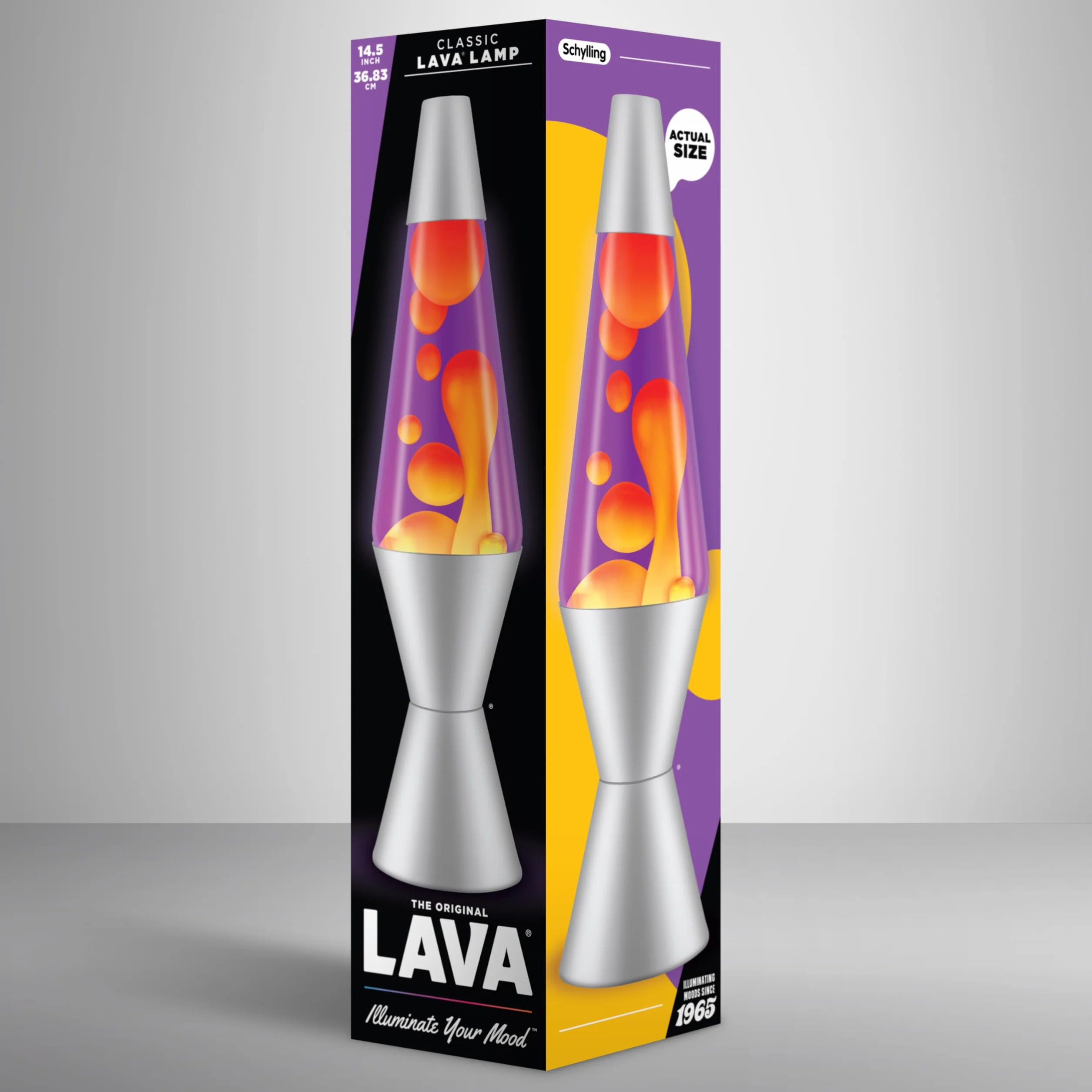 LAVA® Lampe Lava 2125 14,5 pouces cire jaune liquide violet socle argenté
