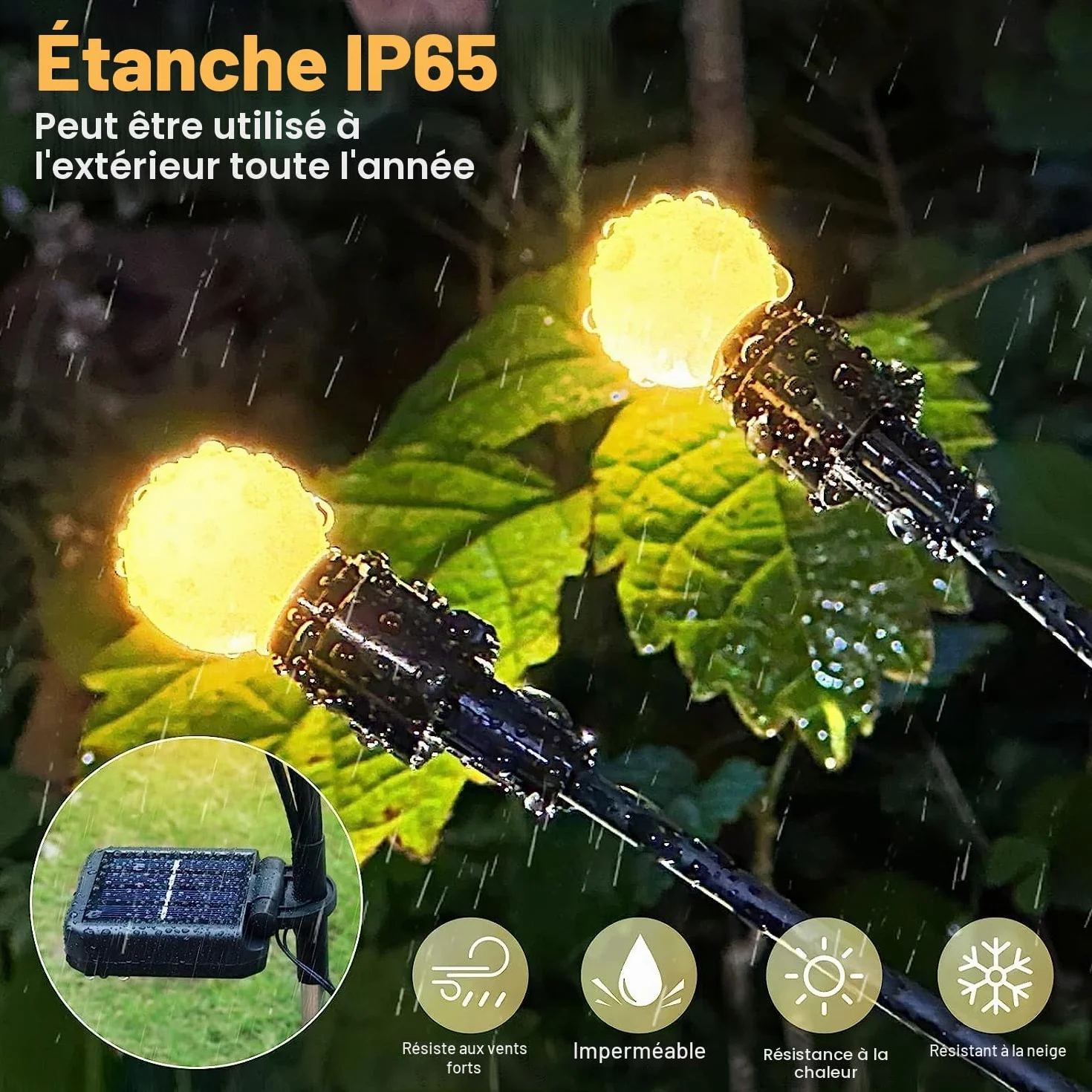 Kizozo Lampe Solaire Jardin 40LED IP65 Étanche Blanc Chaud