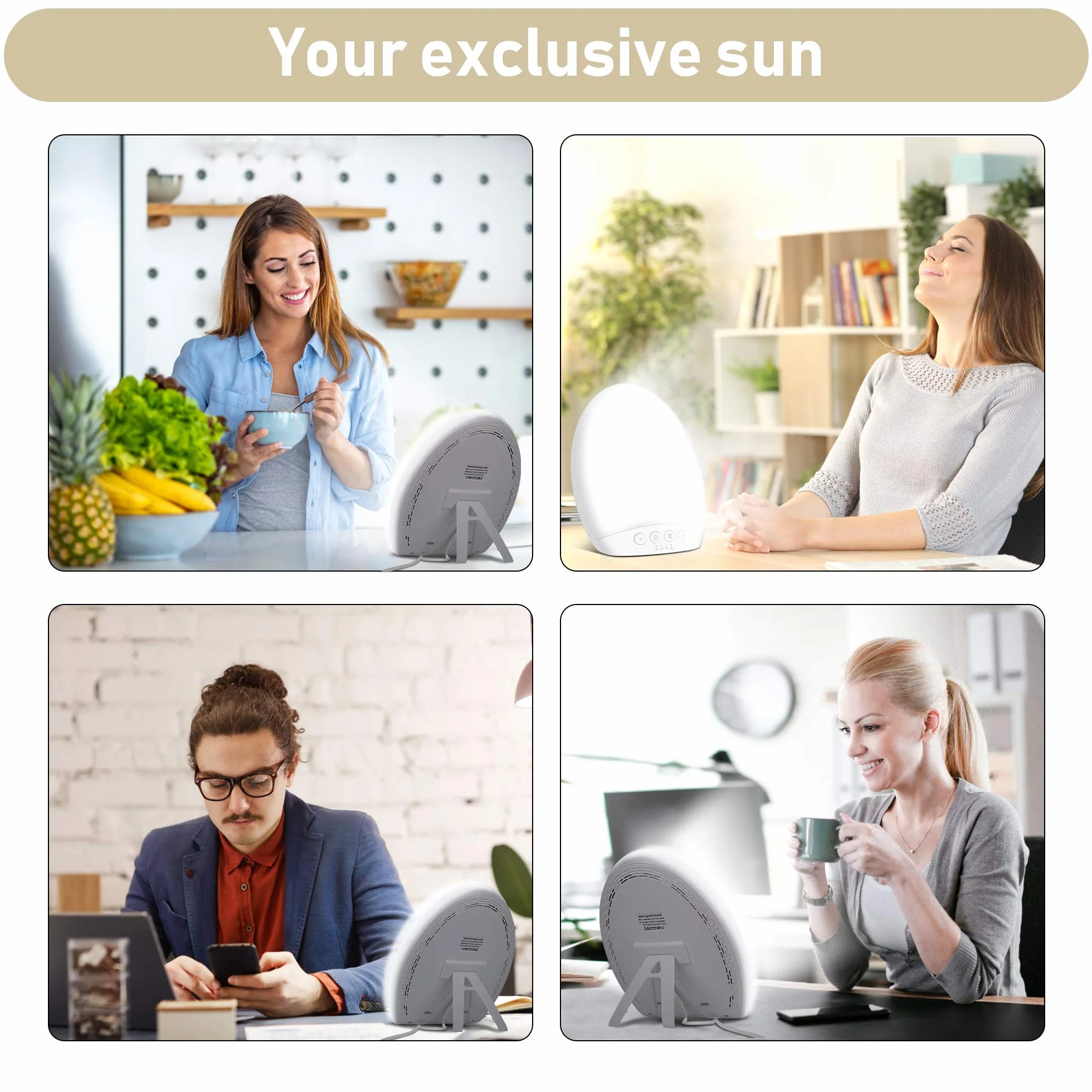 Lampe de luminothérapie 10000 Lux, LED sans UV, luminosité et température réglables, 4 minuterie, mémoire, maison ou bureau