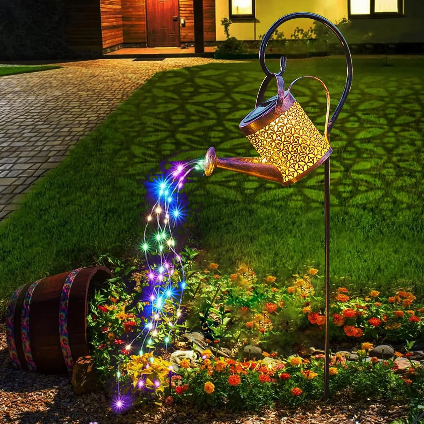 Lampe Arrosoir Solaire Extérieur 60 LED Lanterne Étanche IP65 Blanc Chaud Jardin