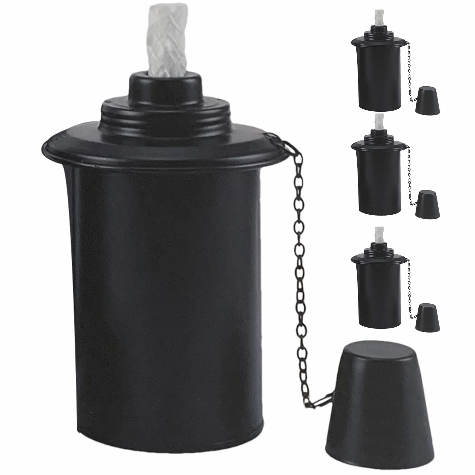 Boîte de torche décorative lot de 4 cartouches rechargeables couvercle métal torche table citronnelle décoration intérieur extérieur