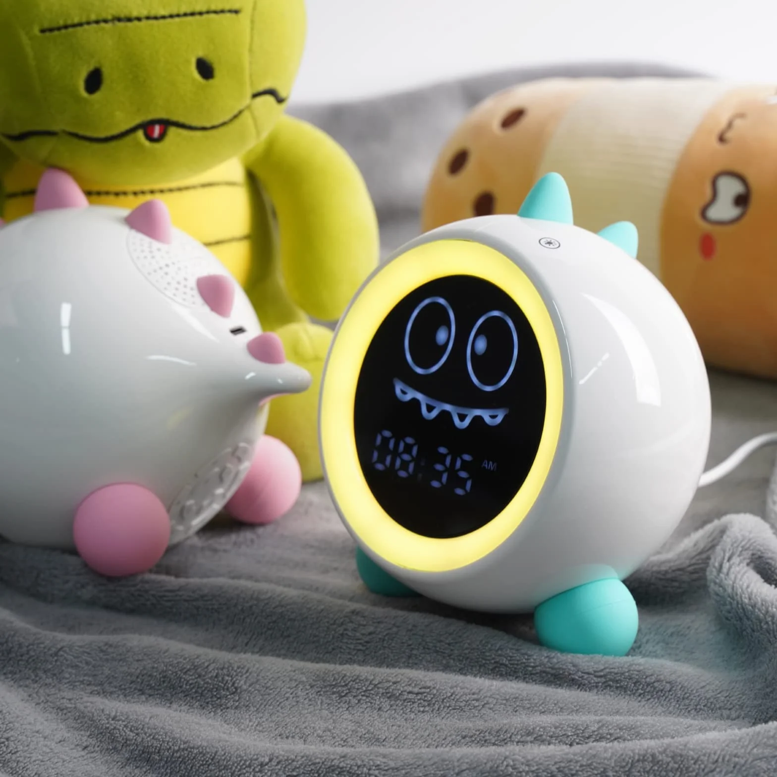 Réveil pour Enfants avec Veilleuse, Machine Sonore et Temps de Réveil, Entraîneur de Sommeil (Vert)