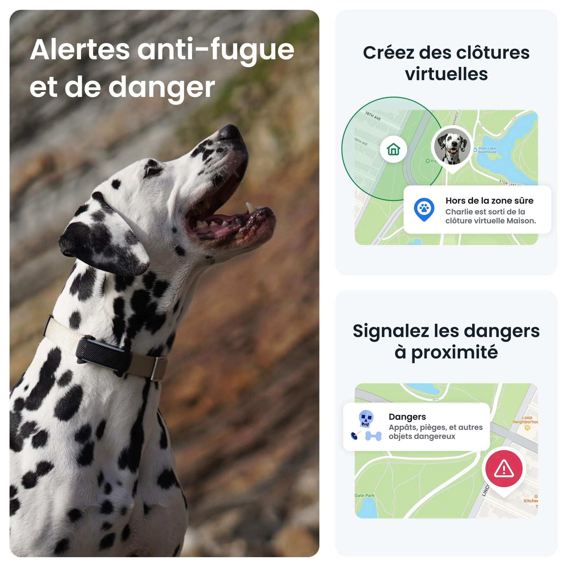Tractive Collier GPS pour chien 2025 Édition Localisation en direct Alertes anti-fugue Moniteur d'activité et d'aboiements Noir