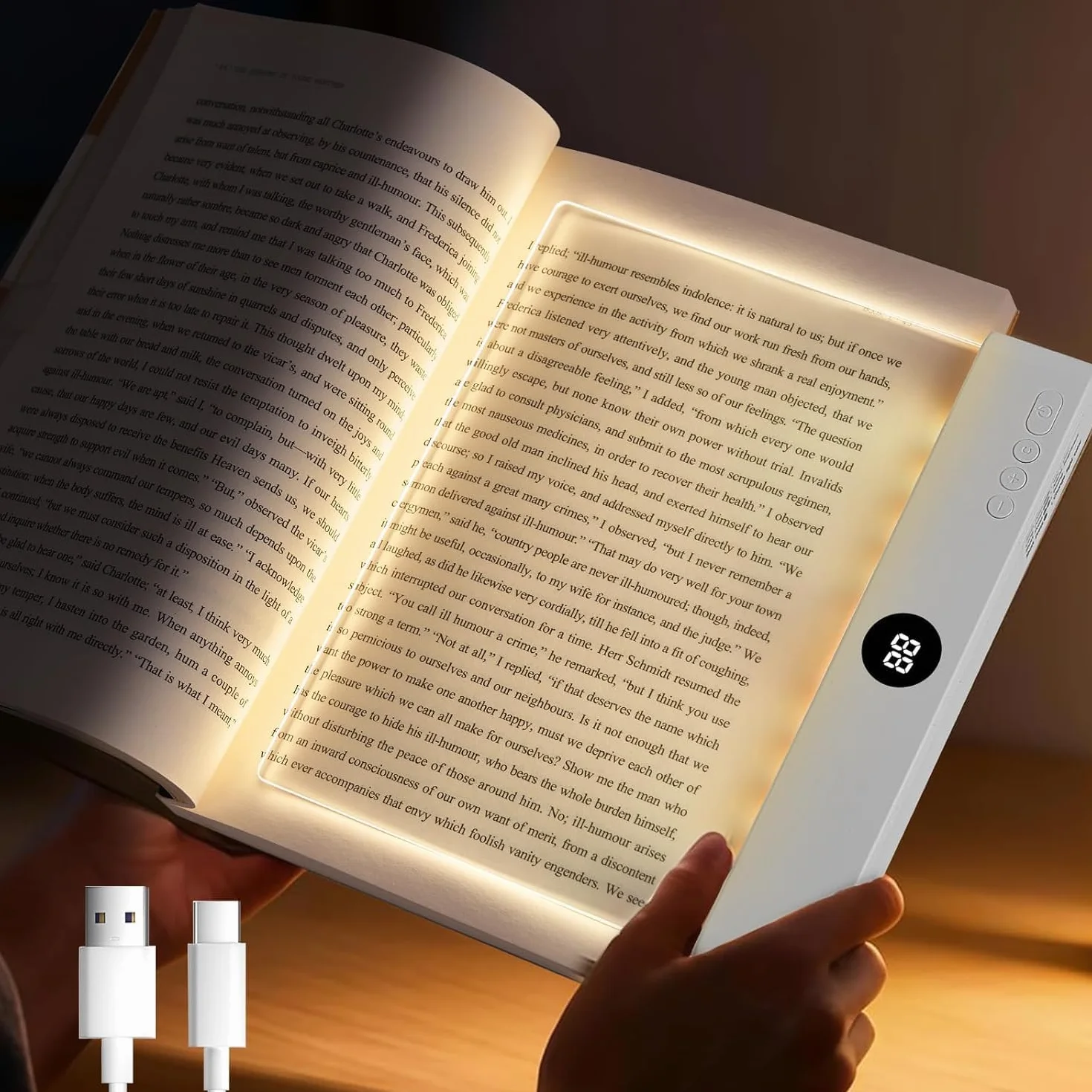 Lampe de lecture intelligente LED rechargeable 3 couleurs pour livres au lit voiture