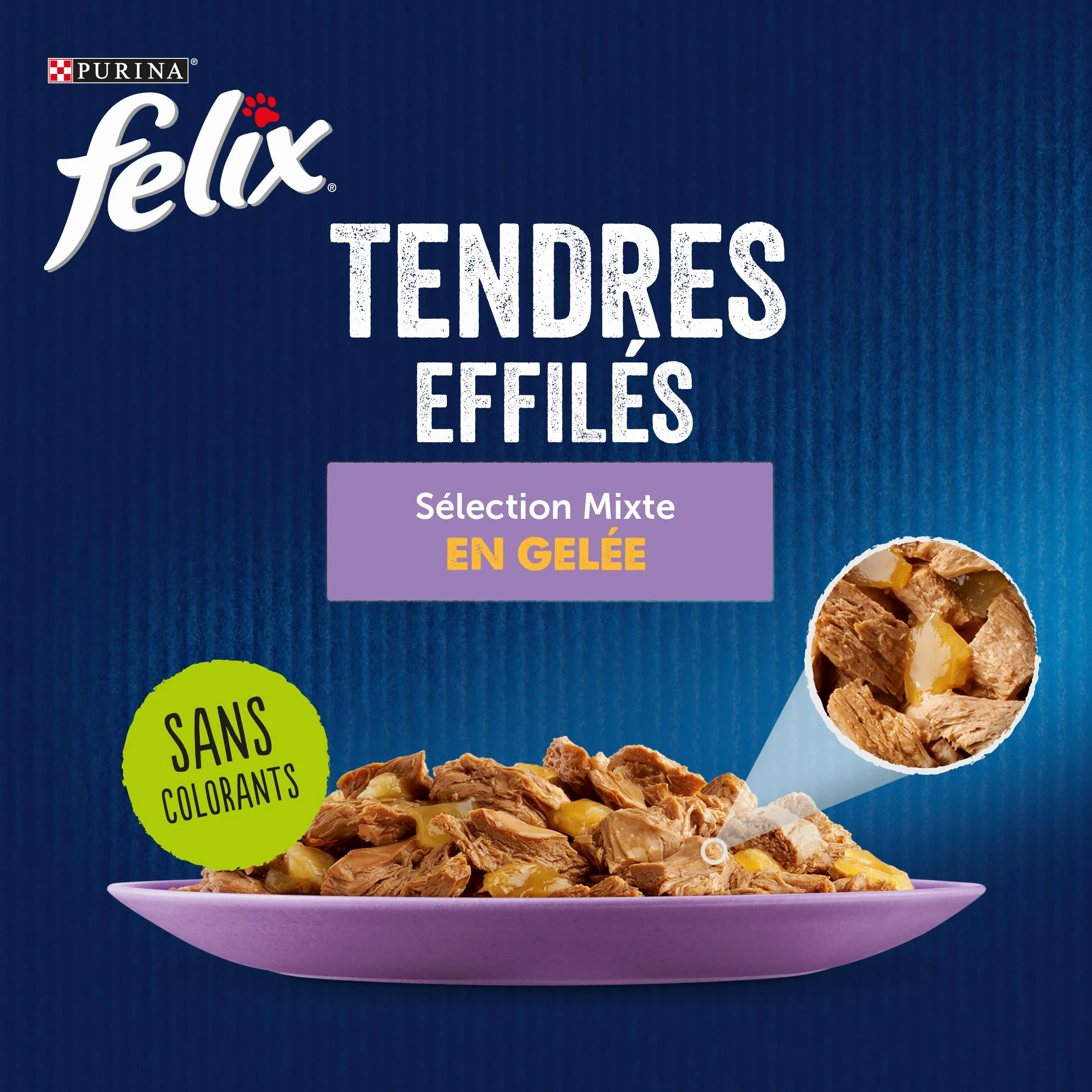 FELIX Tendres Effilés En Gelée Chat Adulte Sélection Saumon Poulet Canard Cabillaud Sachets Fraîcheurs 44 x 85g