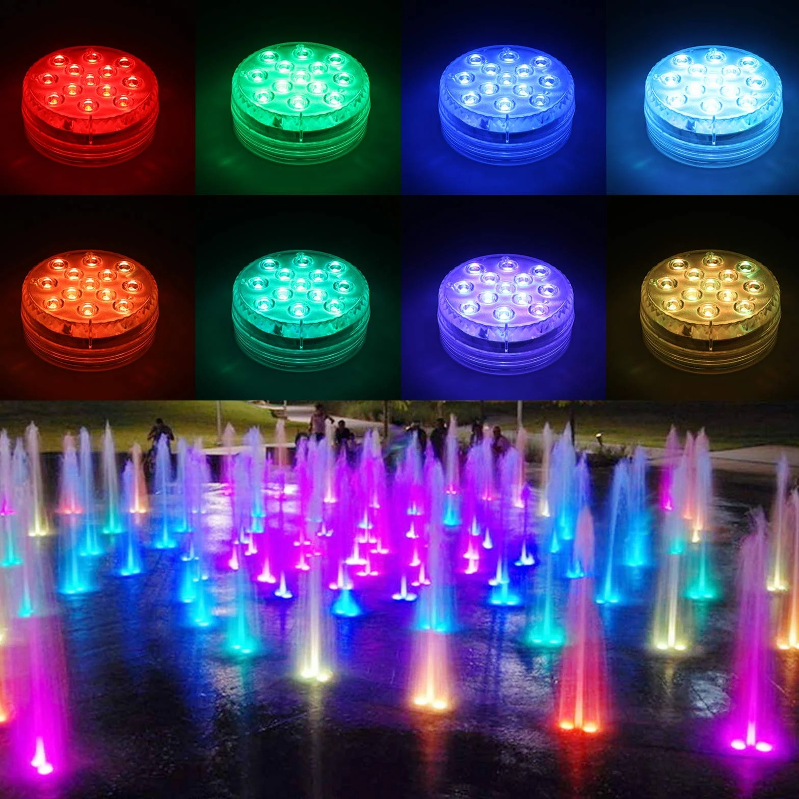 Lumières LED Submersible Lot de 4 - Lampe LED Imperméable Avec Télécommande RGB Multicolore Étanche