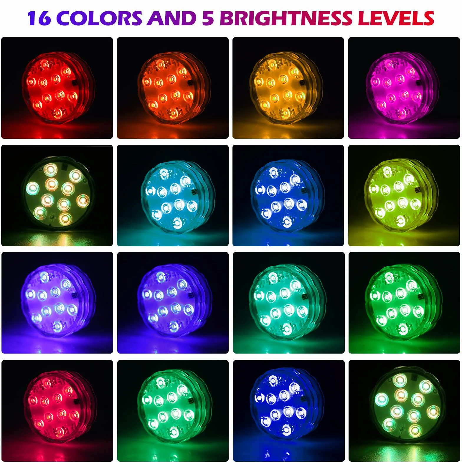 Lampe Piscine LED Submersible IP68 Étanche Multi-Couleur 4 Pièces