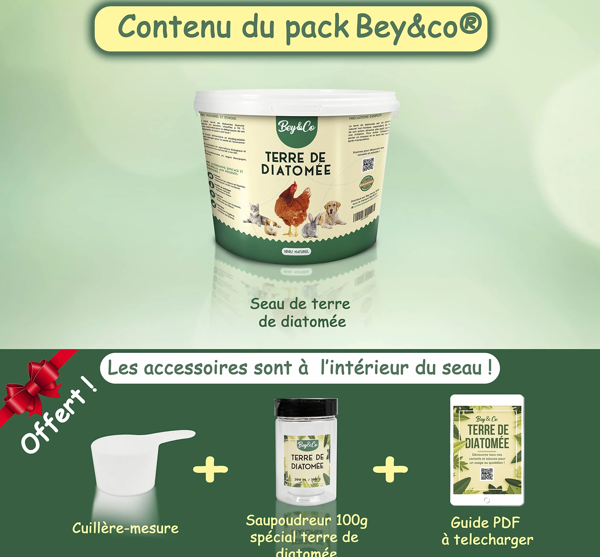 Terre de Diatomée Alimentaire Blanche Non Calcinée pour Chat, Chien, Poule