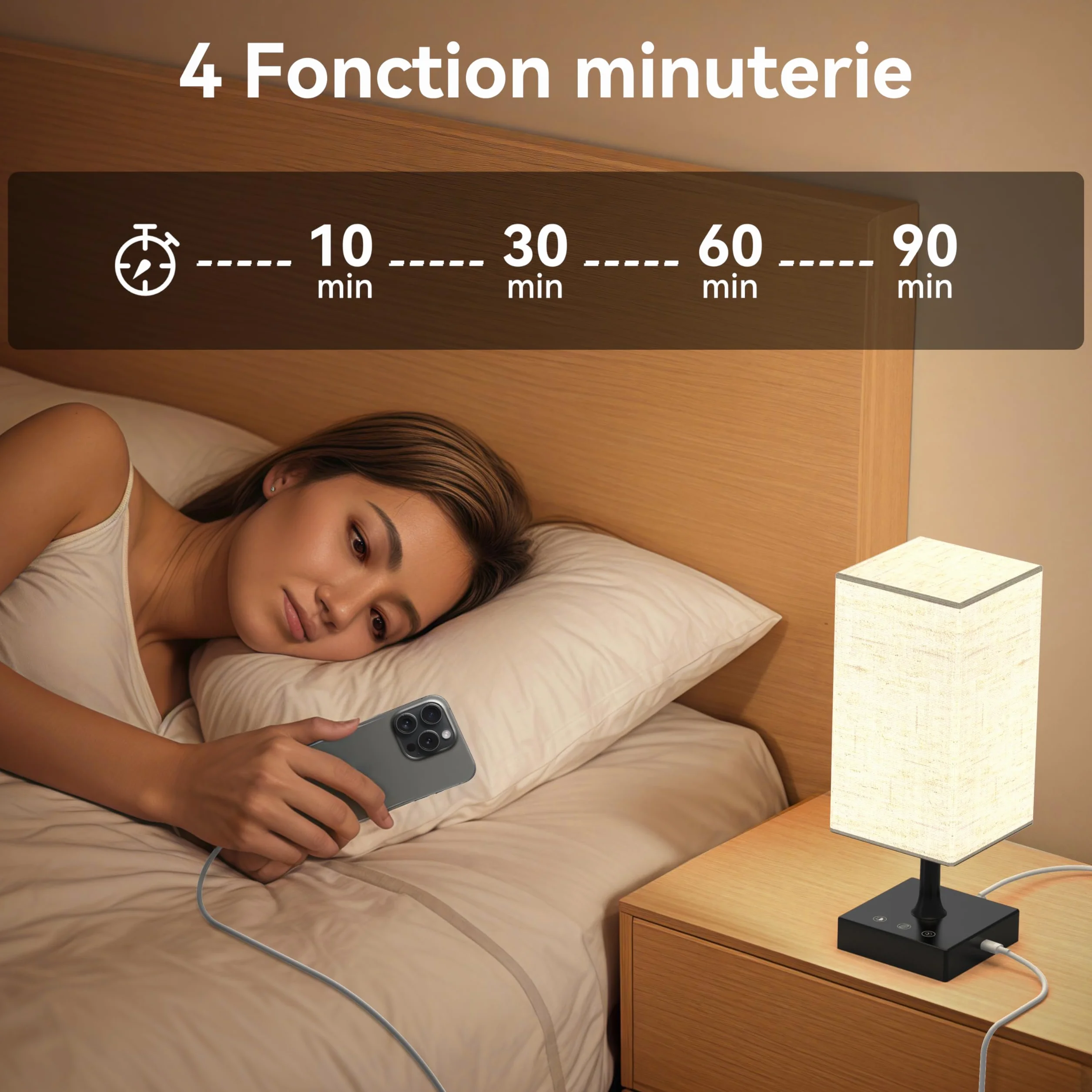 Lampe de luminothérapie 10000 Lux sans UV avec télécommande, 3 températures de couleur, luminosité réglable et fonction mémoire