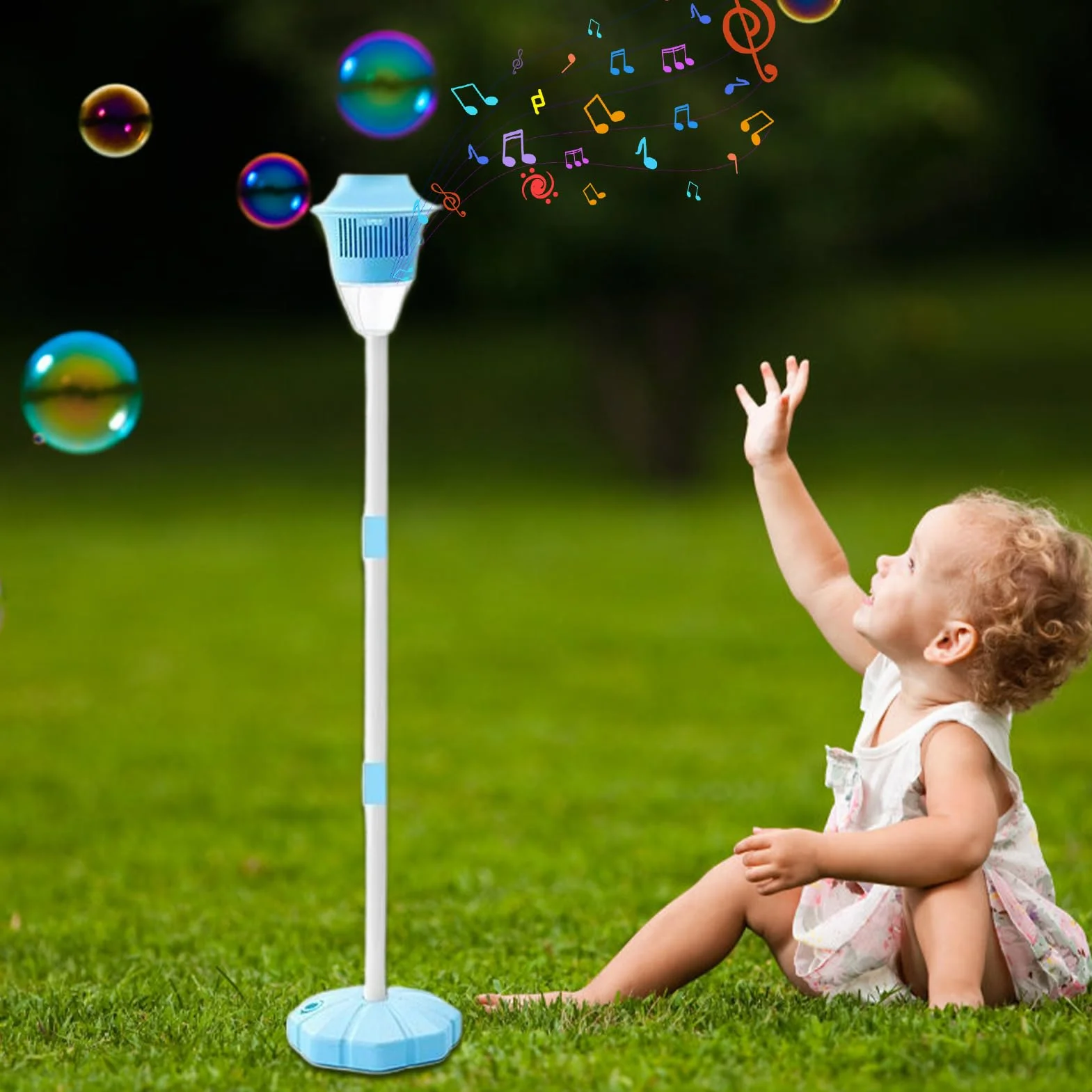 Lantern de machine à bulles, lampe de jardin torche à bulles avec lumière et musique rechargeable sans fil