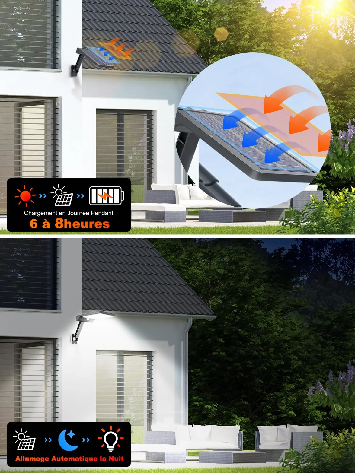 COLBOR Lampe Solaire Extérieur 56 LEDs Détecteur de Mouvement IP65 Étanche Télécommande Noir