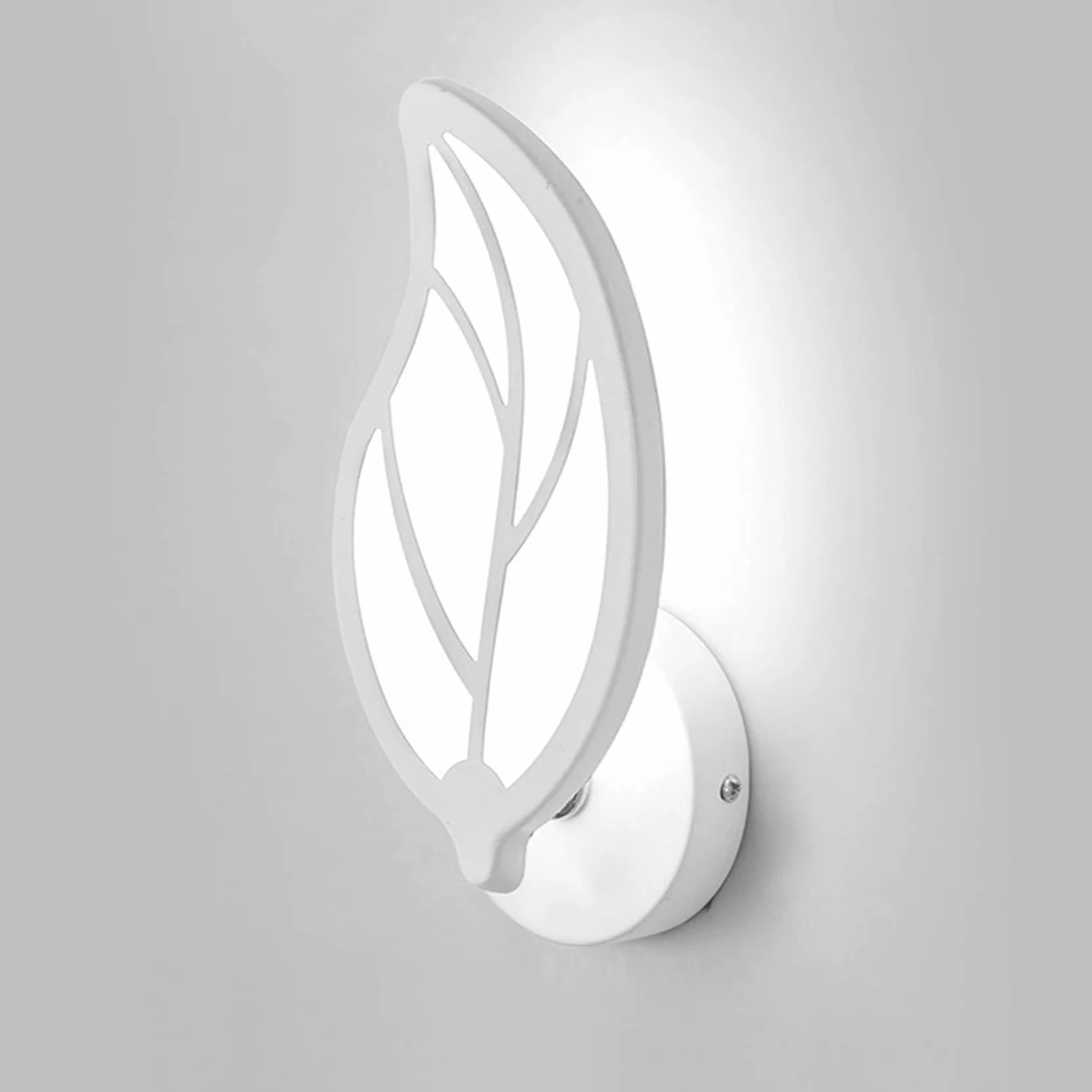Applique Murale LED Acrylique 12W Blanche Forme Feuille Art Deco Salon Chambre Chevet