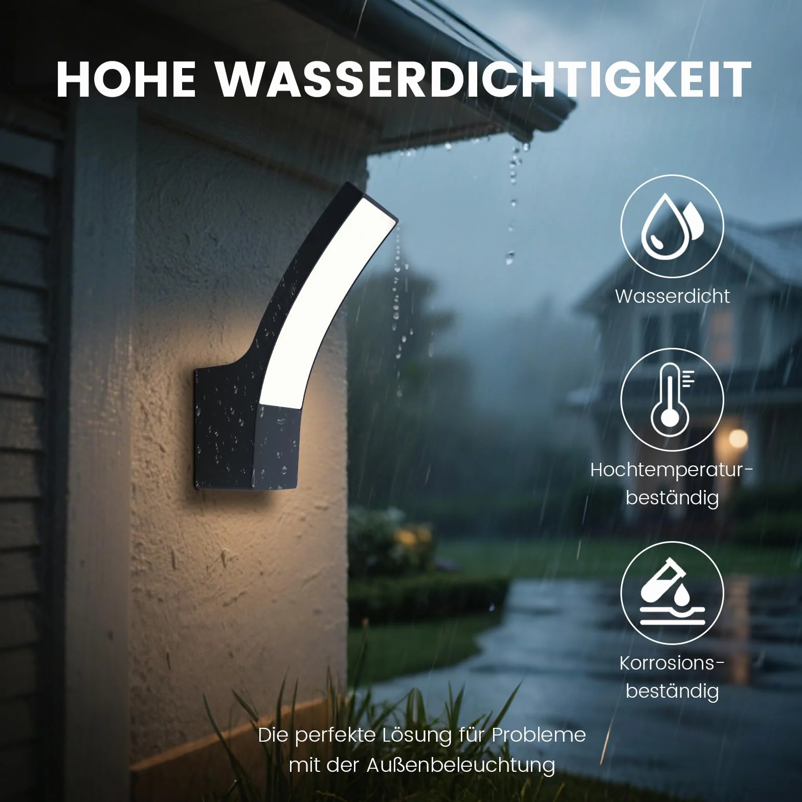 Applique Murale LED Extérieure Aluminium 1600lm IP65 Blanc Chaud 3000K Noir Mat