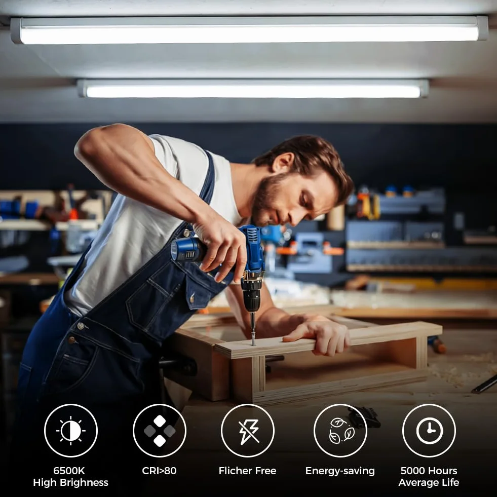 Réglette LED 120 cm IP65 étanche 36W 3996 Lumens 6500K Blanc Plafonnier Connectable Lot de 10