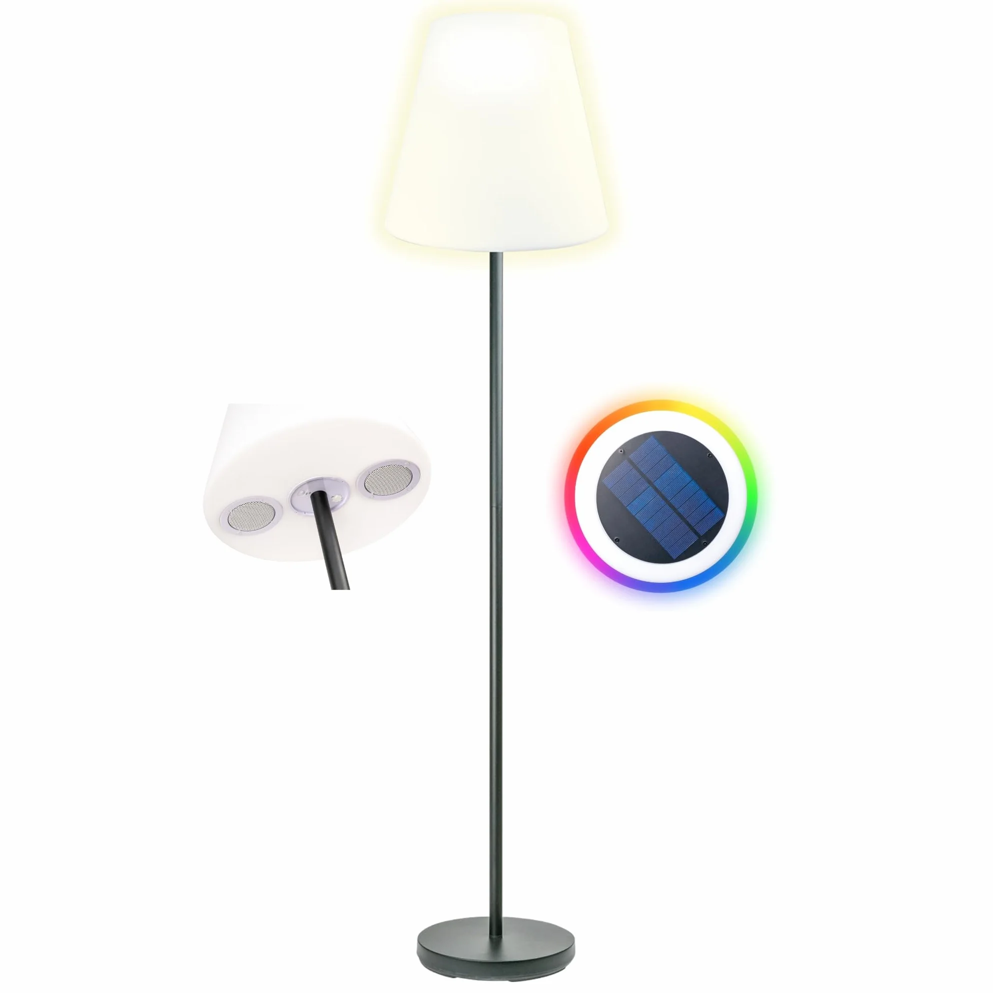SCHWAIGER Lampe solaire d'extérieur avec haut-parleur Bluetooth IP44 1,5m