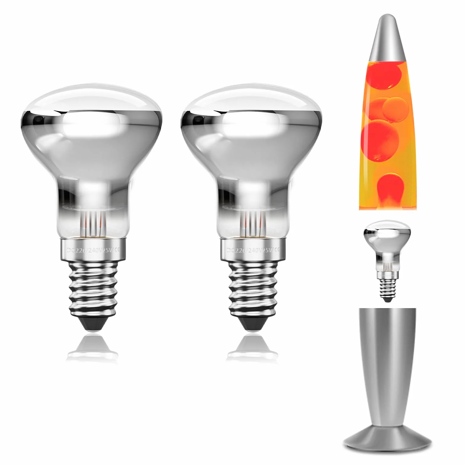 GlowUp Ampoule Lampe à Lave E14 R39 Réflecteur Dimmable Blanc Chaud 2700K 2-Pack