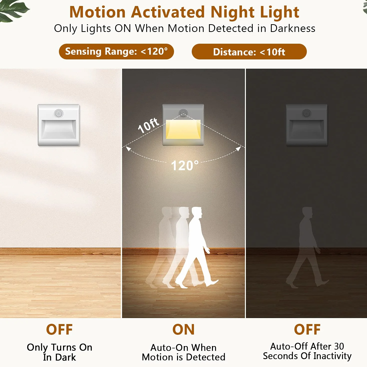 Veilleuse LED Lot de 2 avec Détecteur Mouvement 4000K Blanc Naturel Lampe Placard Adhésive