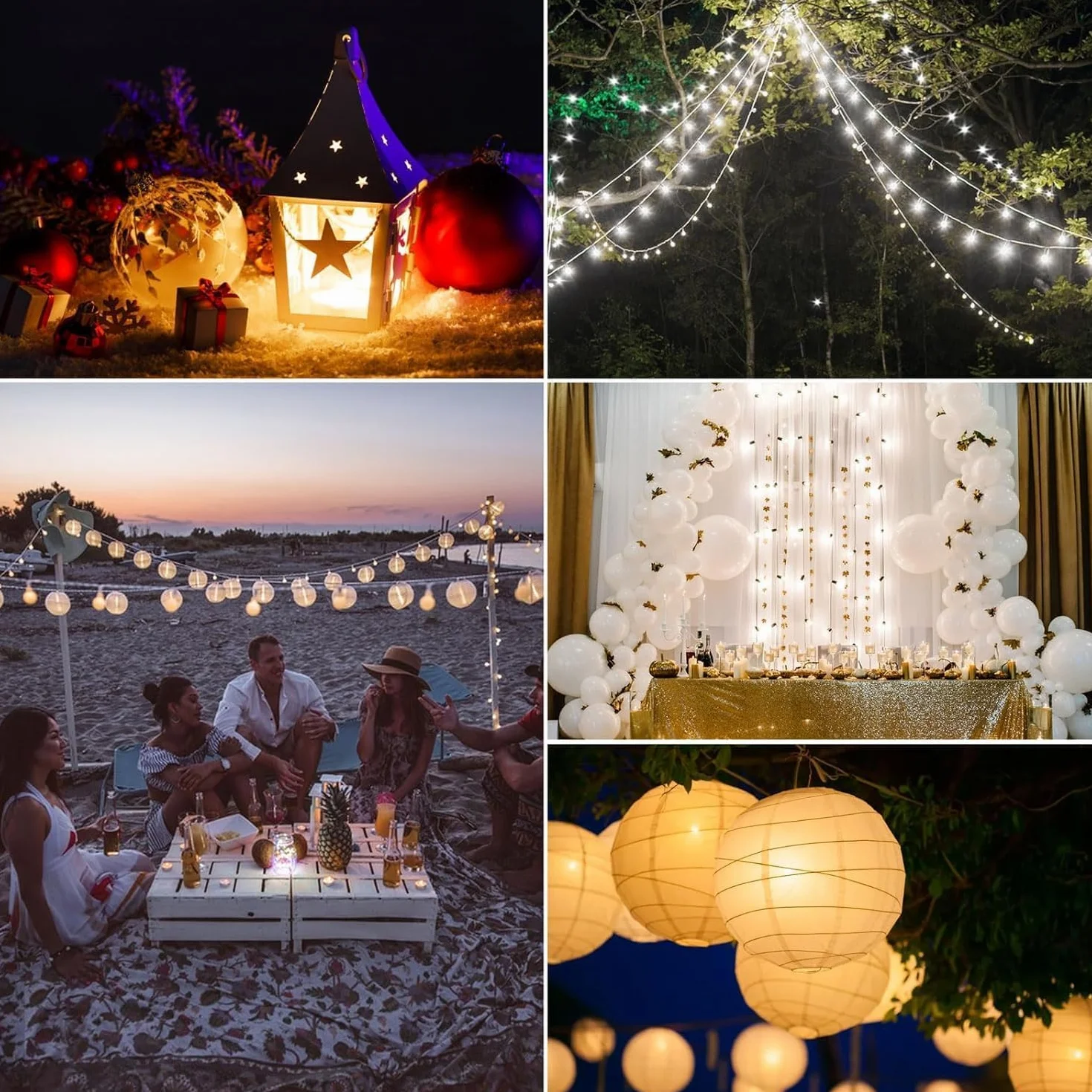 Lot de 120 Ballons Lumineux LED, Mini Boules Lumineuses Clignotantes, Lumières de Fête, Blanc, Intérieur et Extérieur