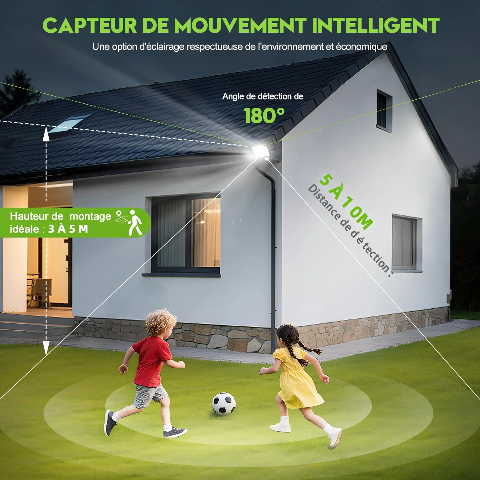 Projecteur LED Exterieur 150W 15000LM 6500K IP65 avec Detecteur de Mouvement