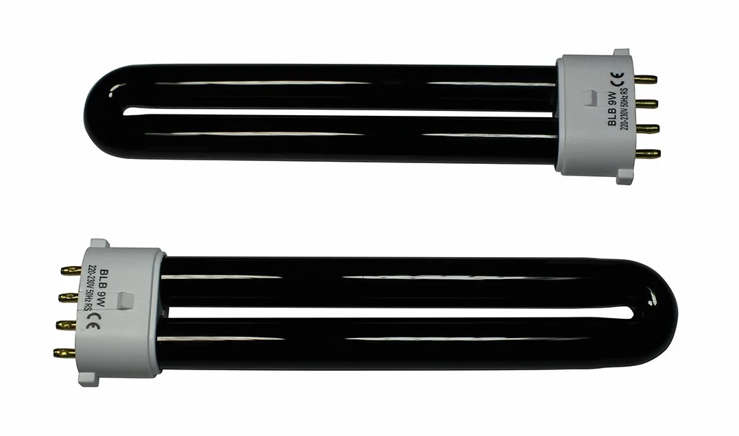 Lot de 2 ampoules 9 W détection faux billets lumière noire UV tubes 4 broches