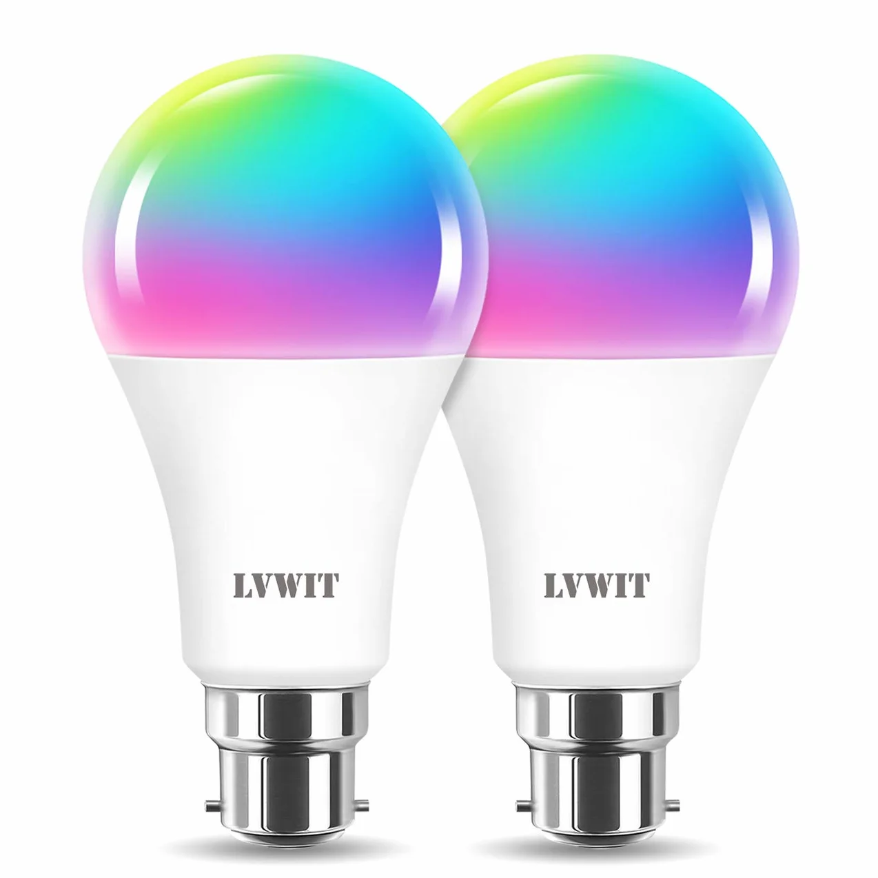LVWIT B22 Ampoule Connectée Alexa 12W Smart A70 LED WIFI 1521Lm Compatible Alexa Google Assistant Lot de 2
