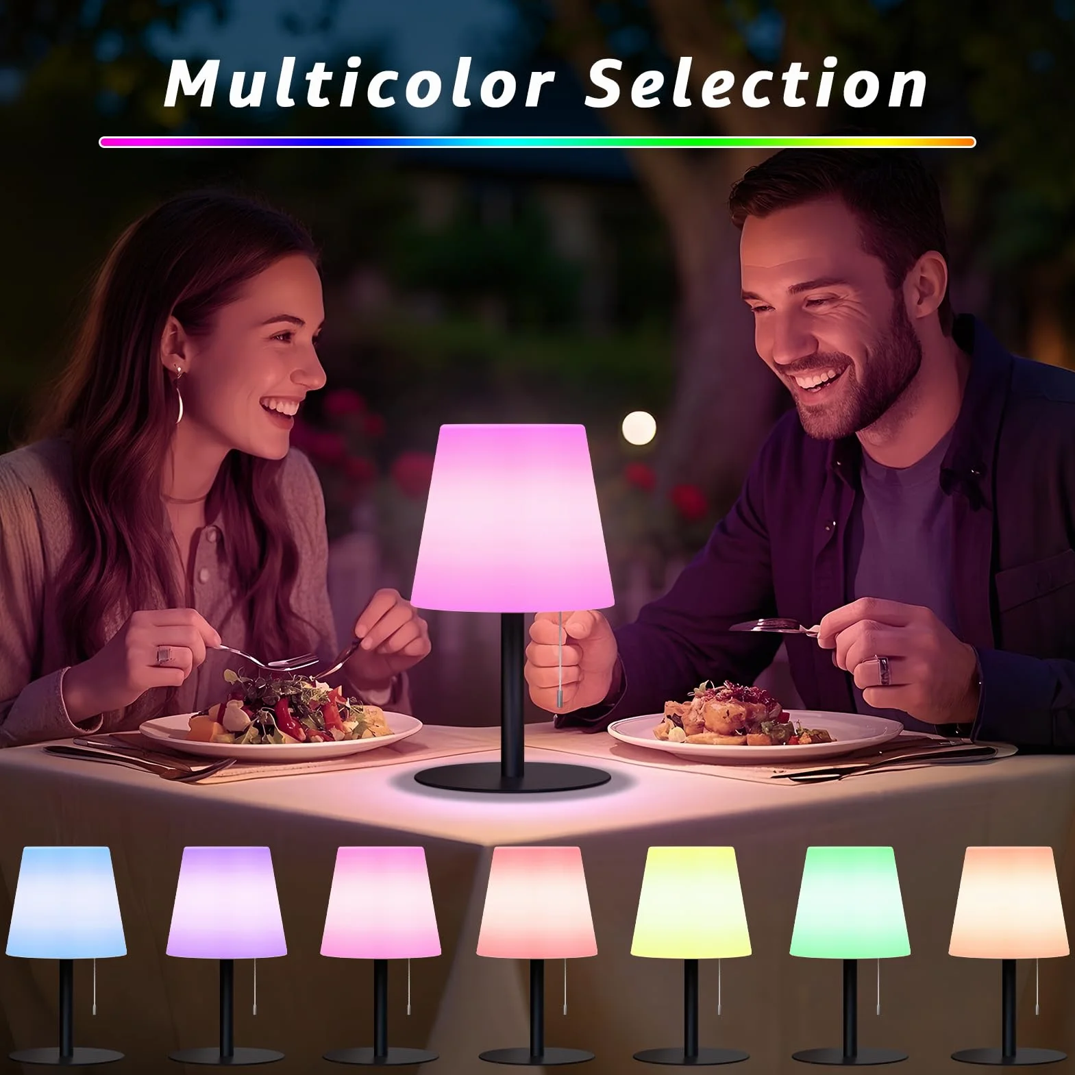 uuffoo Lampe de Table Solaire LED 2-en-1 Rechargeable 8 Couleurs IP44 Noir