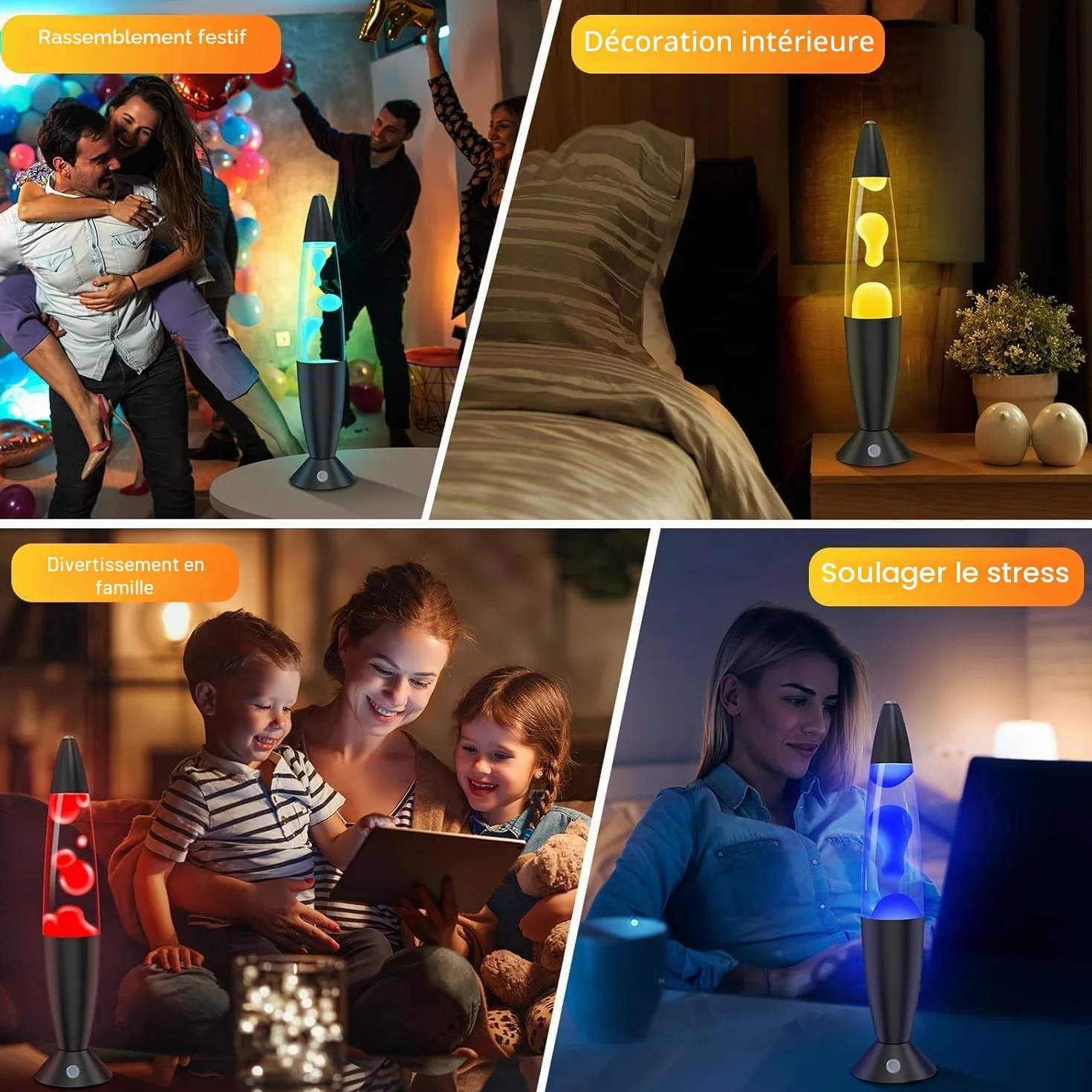 Lampe Multicolore Mouvement Liquide Cinétique Anti-Stress 13.5in LED Éco-Responsable avec Télécommande
