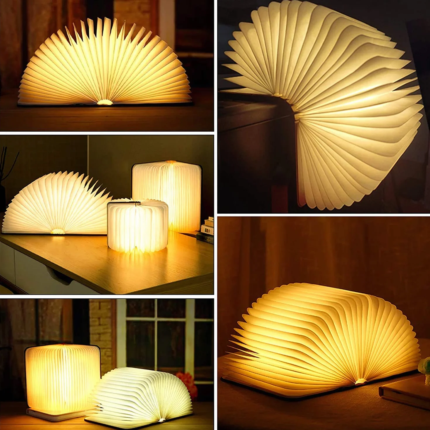 Molbory Éclairage d'ambiance LED Rechargeable USB Blanc chaud 21.5x16.5x2.5cm