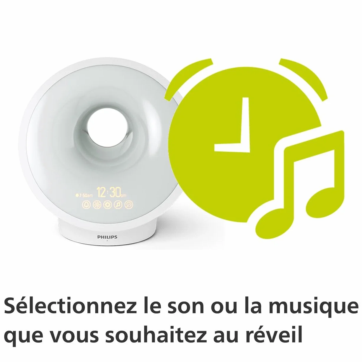 Philips éveil-lumière simulateur d'aube HF3651/01 25 intensités lumineuses musique relaxation plastique blanc