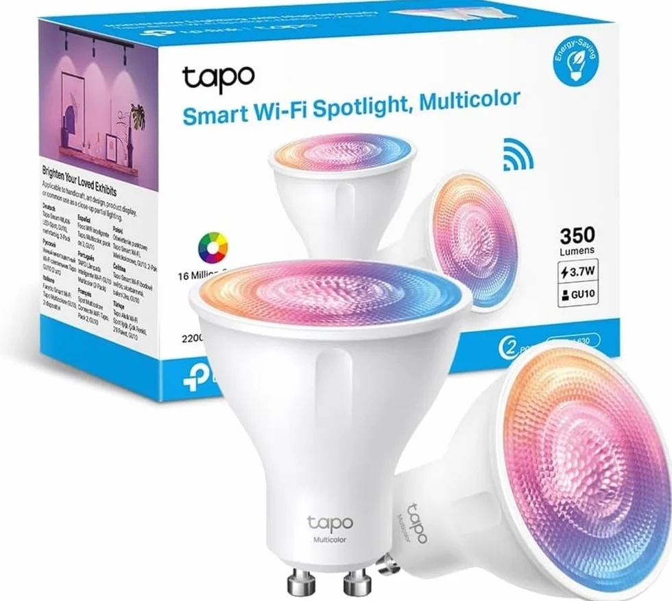 Tapo Ampoule Connectée WiFi LED GU10 Multicolore 2200K-6500K Dimmable 350 Lumens 3.7W L630 2-pack