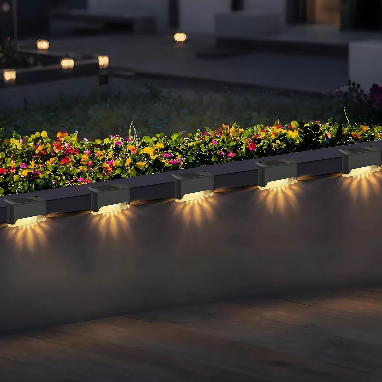 Lampes Solaires Extérieures IP65 Lot de 12 - LED Étanche pour Marches, Clôture, Jardin (Noir, Blanc Chaud)