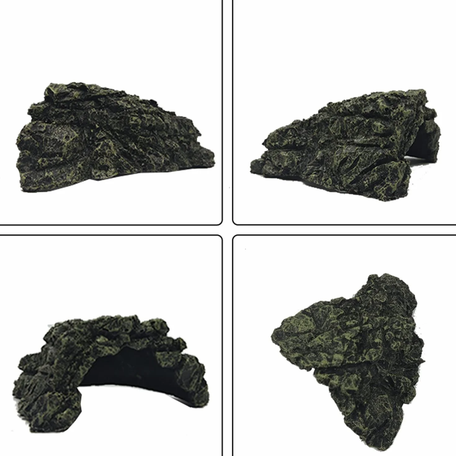 Cachette Reptile Caverne pour Reptile Terrarium Tortue Terrestre Plate-Forme Abri Roches Résine Île Flottante Aquarium Décor Pierre (L)
