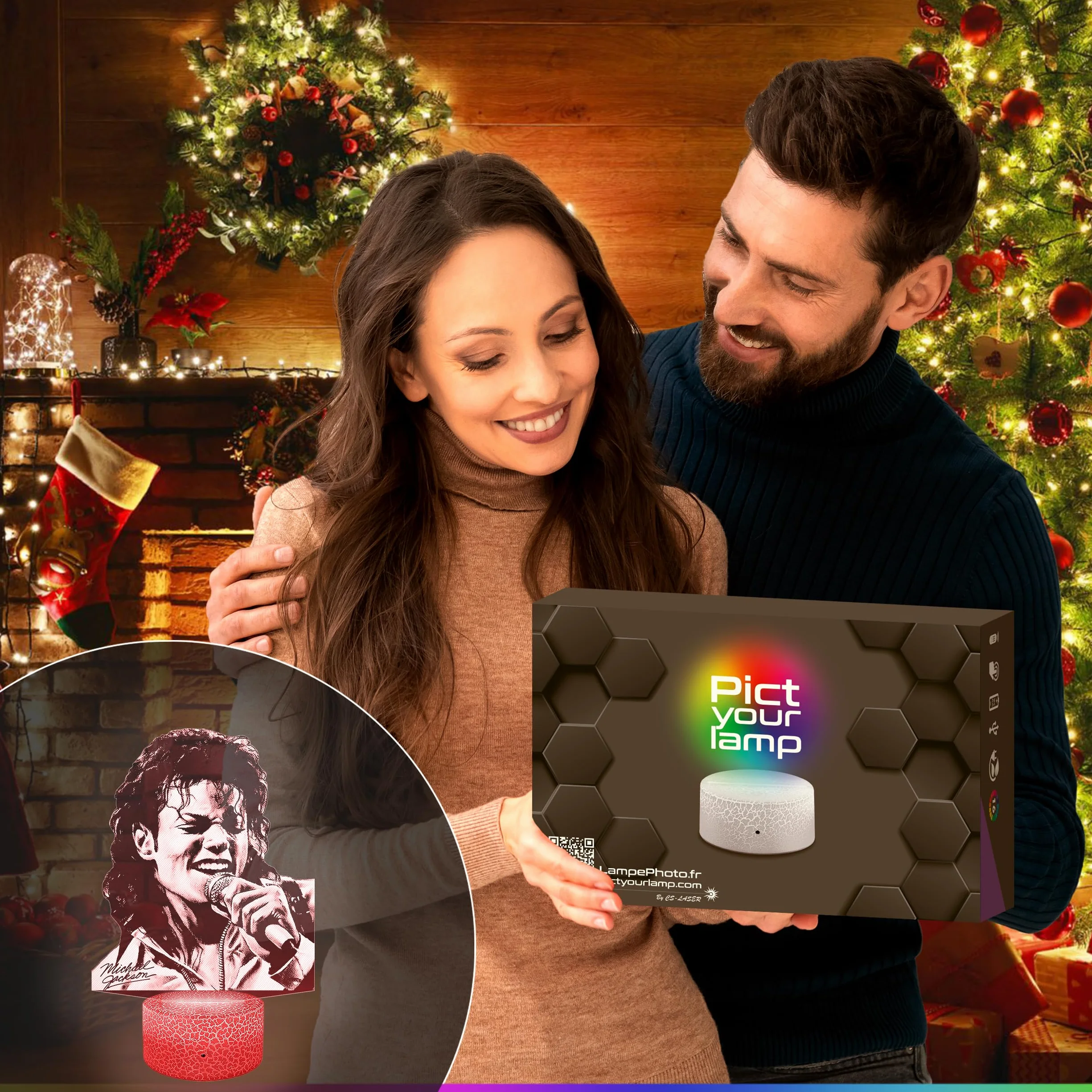 Lampe 3D Michael Jackson Effet Hologramme Veilleuse Tactile LED Idée Cadeau Fan Musique