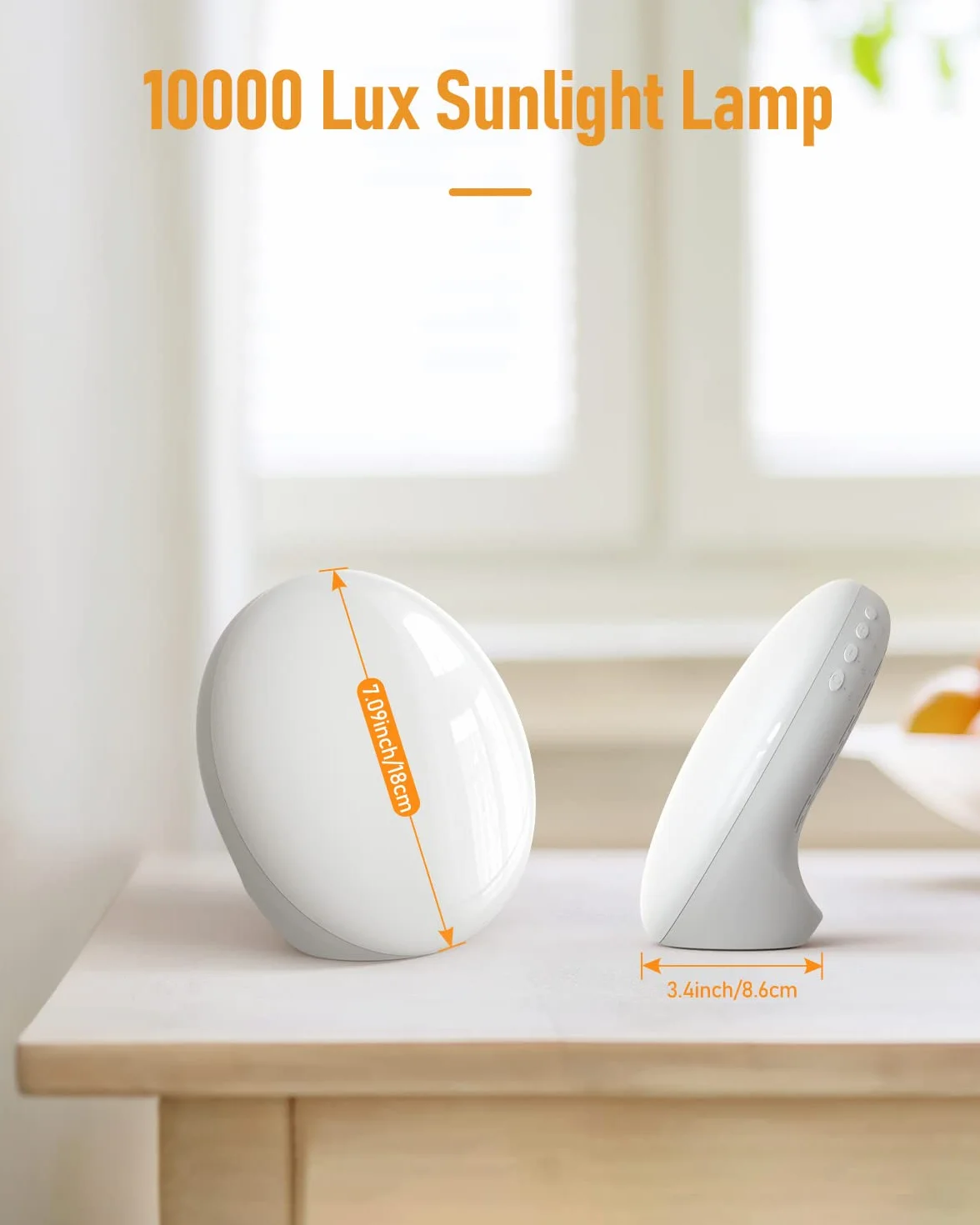 Lampe de Luminothérapie 10 000 Lux avec Couleurs de Lumière Réglables, Minuterie Réglable, Sans Clignotement