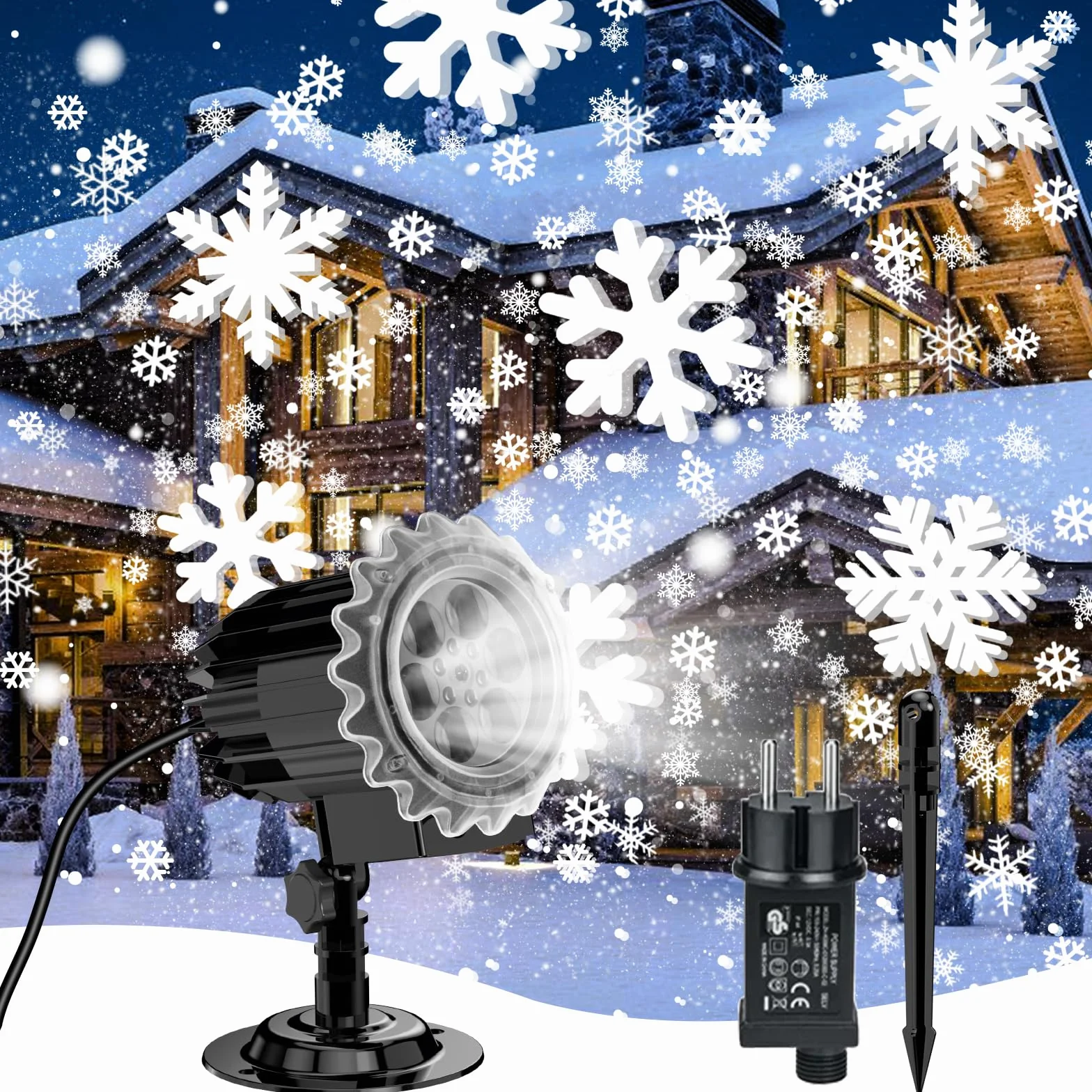 YAZEKY Projecteur Noel Exterieur LED 3D Flocon de Neige Étanche IP65 Décoration Noël