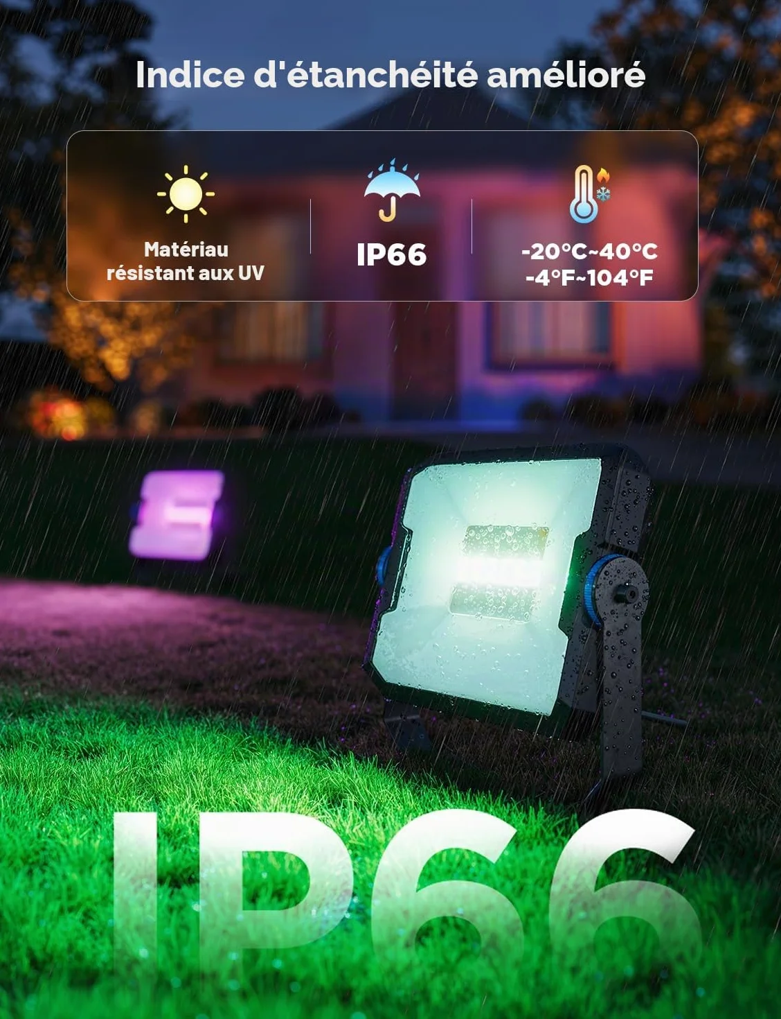 Govee Lot de 4 Phares Projecteur LED Extérieur RGBIC, IP66, Compatible Alexa Google Home